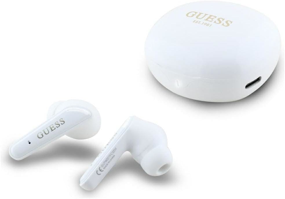 Guess White Glossy Classic Logo Tws Wireless Earphones - Gutwst7fceeh