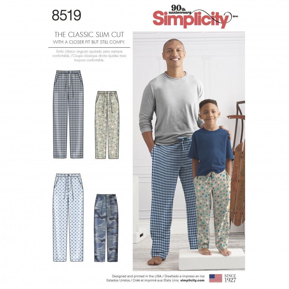 Simplicity Men's Sewing Pattern 8519, Trousers, Pyjamas For A (S - L / Xs - Xl) - Easy - A (S - L / Xs - Xl)