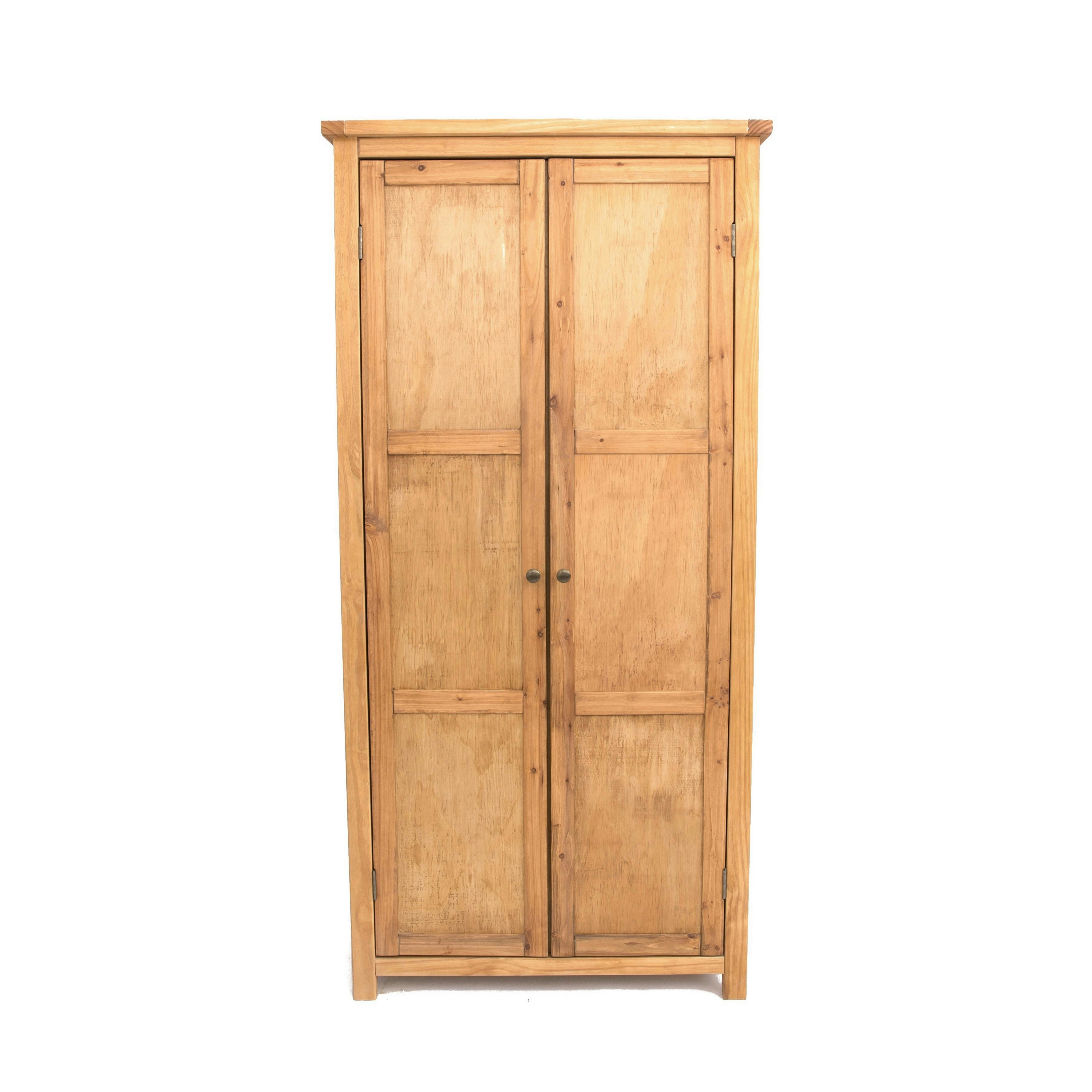Rackhams Light/Brown Lugo 2 Door Wardrobe Brass Knob