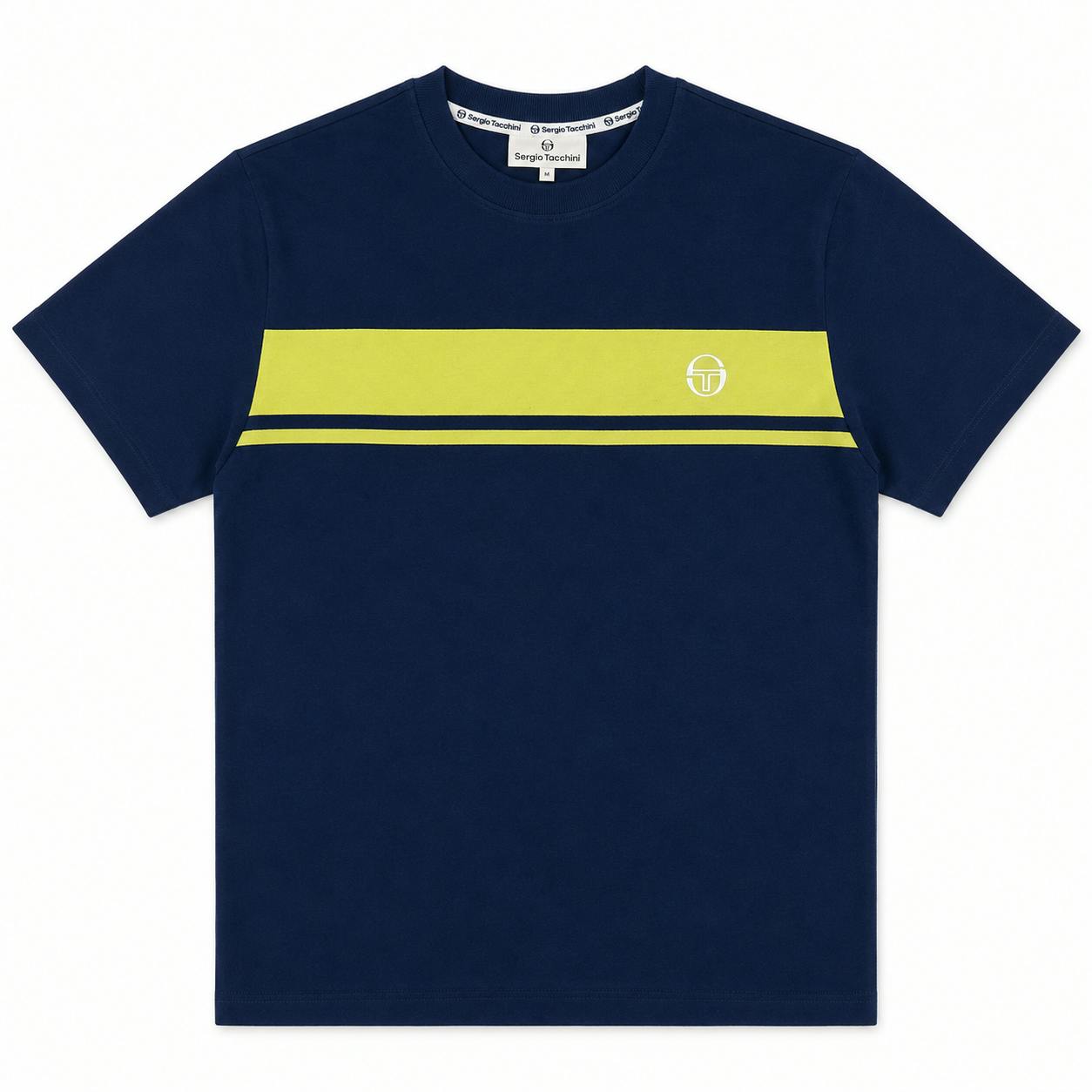 Sergio Tacchini Blue/Green Master Crew Neck T-Shirt Maritime /Celery - M
