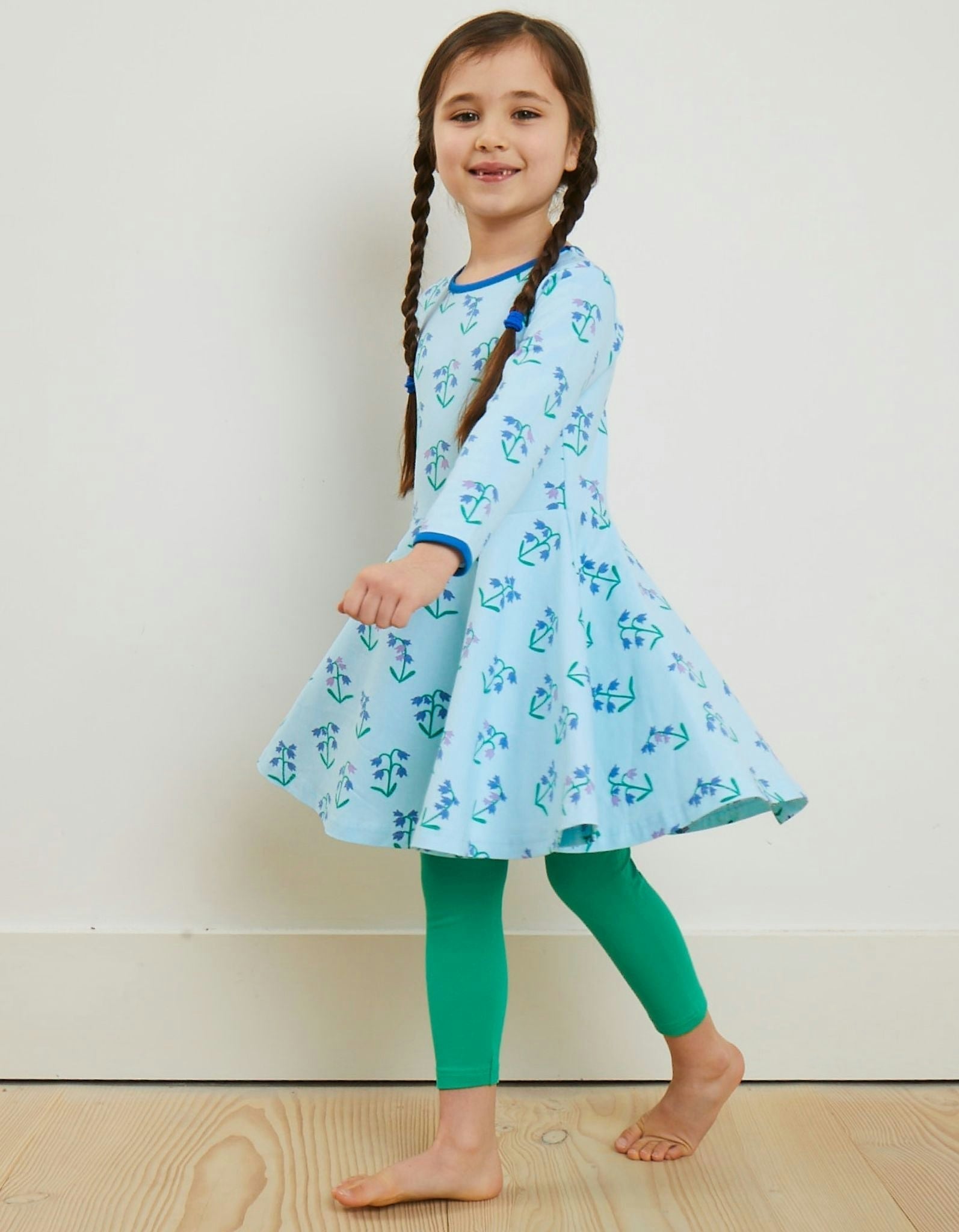 Toby Tiger Blue Organic Spring Print Skater Dress - 4-5Y / 110Cm