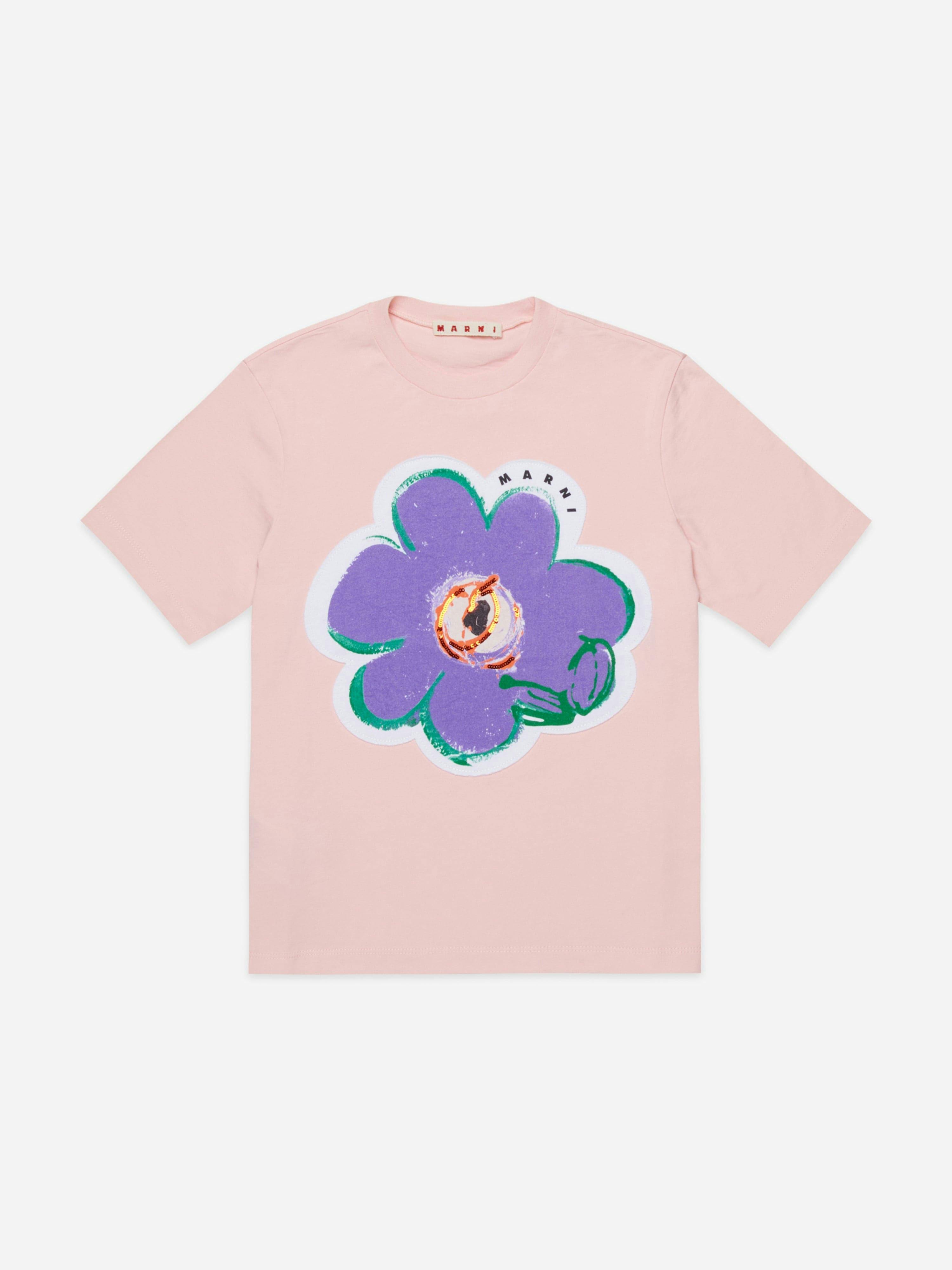 Marni Kids Girls Pink Marni Flower Print T-Shirt In - 4 Yrs
