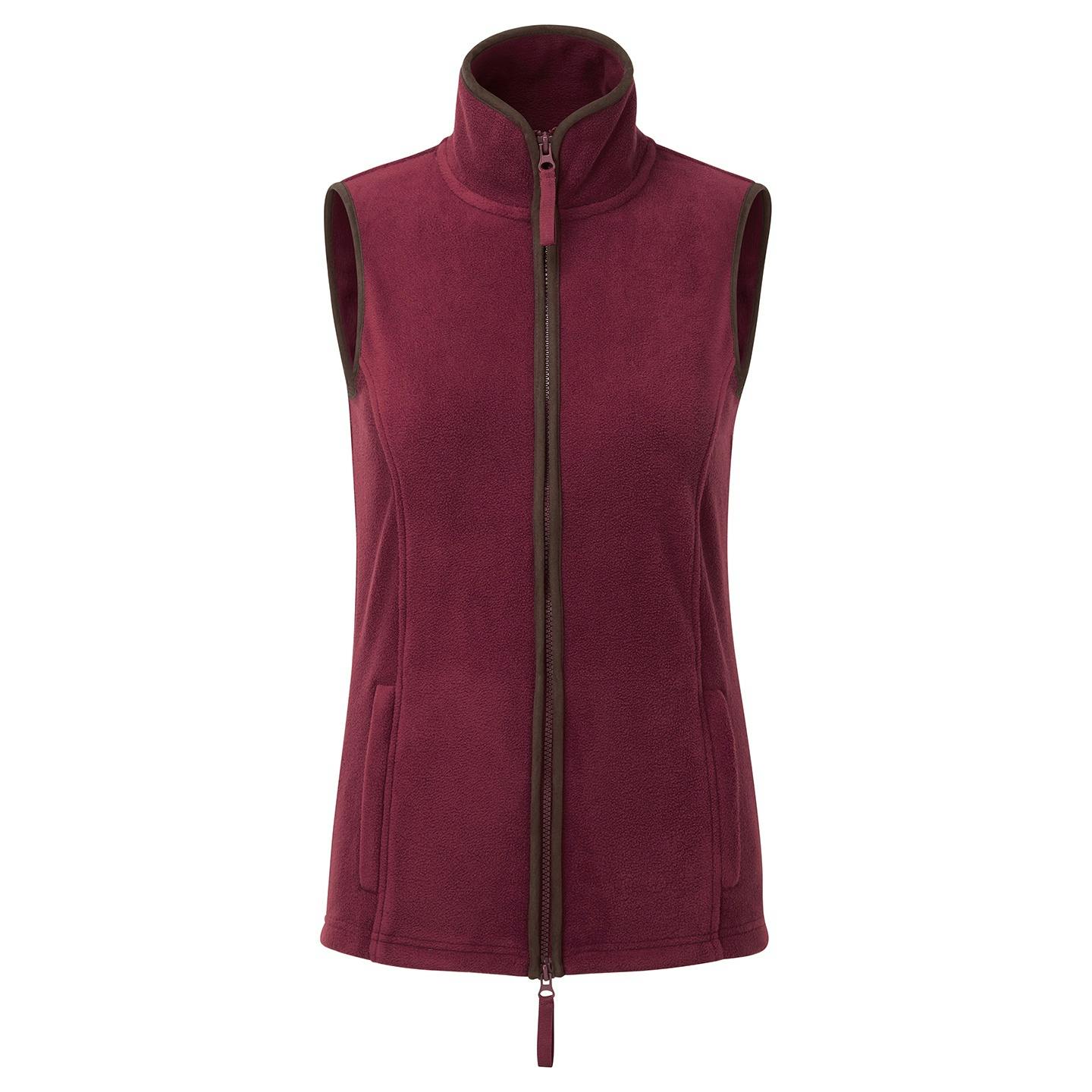 Premier Womens/Ladies Artisan Fleece Gilet (Burgundy/Brown) - Size Large - Image 3
