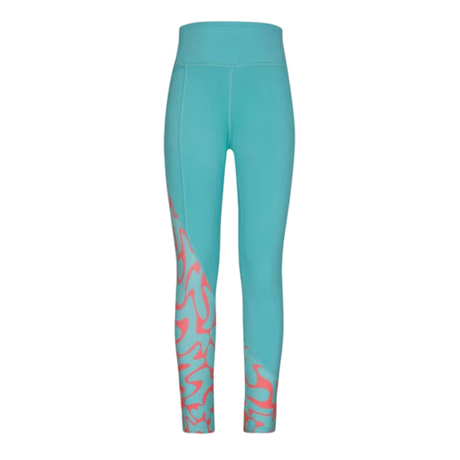 Reebok Women's Abstract Skinny Running Leggings - Teal - Xxs - Teal - 91% Recycled Polyester/9% Elastane