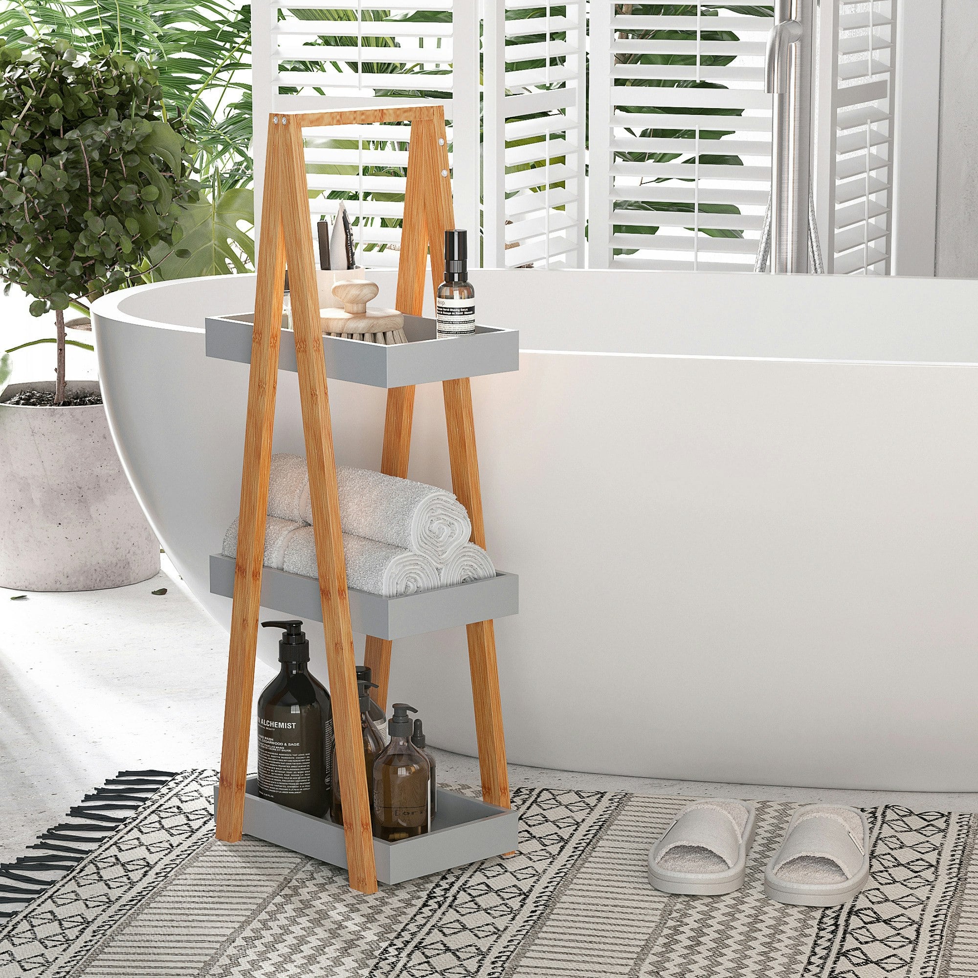 Rackhams 3 Tier A Frame Bathroom Shower Caddy Storage Unit Shelving Organizer