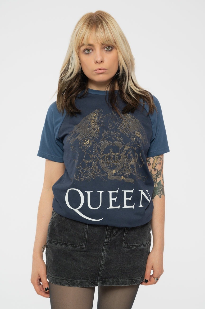 Paradiso Clothing Unisex Blue Queen Classic Crest Raglan T Shirt - S