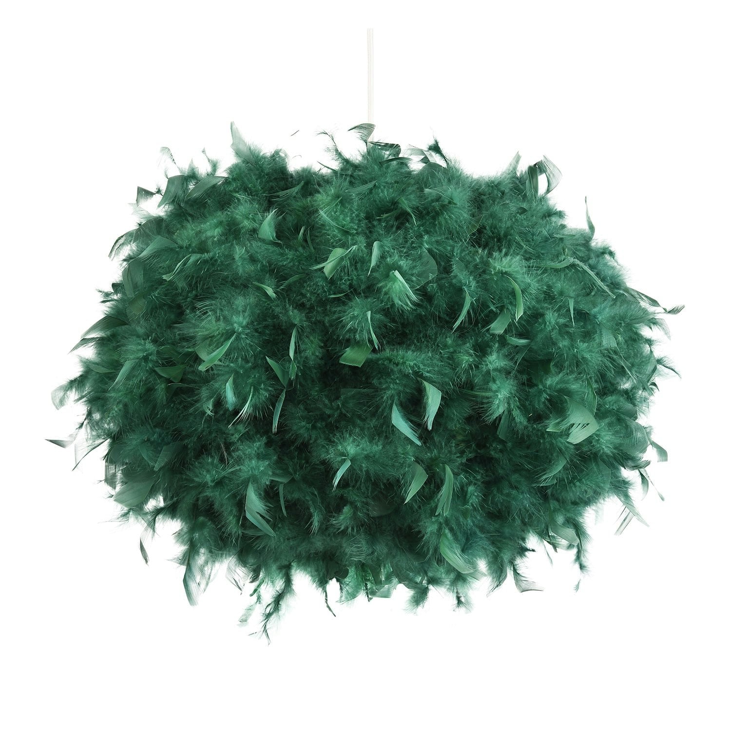 Happy Homewares Green/Light Contemporary And Unique Large Real Feather Decorated Pendant Shade