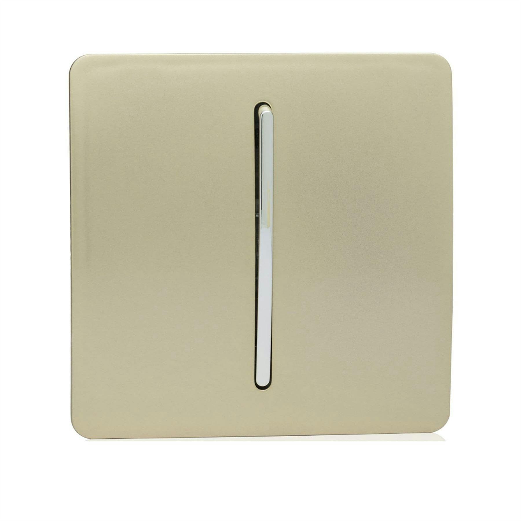Trendi Switch Light/Gold 1 Gang 1 Or 2 Way Rocker Switch In Champagne