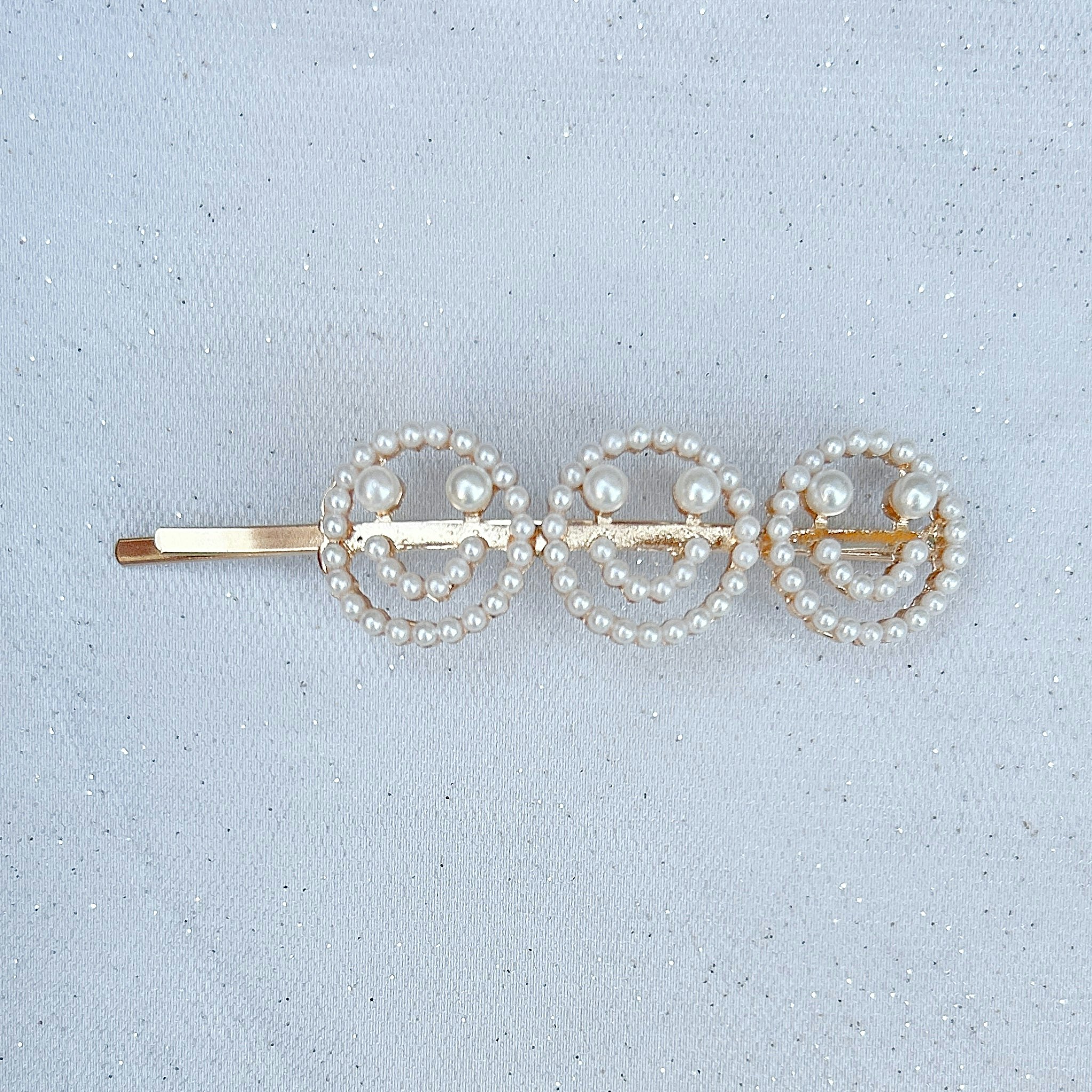 Queenmee Accessories Gold Pearl Hair Slide Pearl Word Hair Clip - Smiley