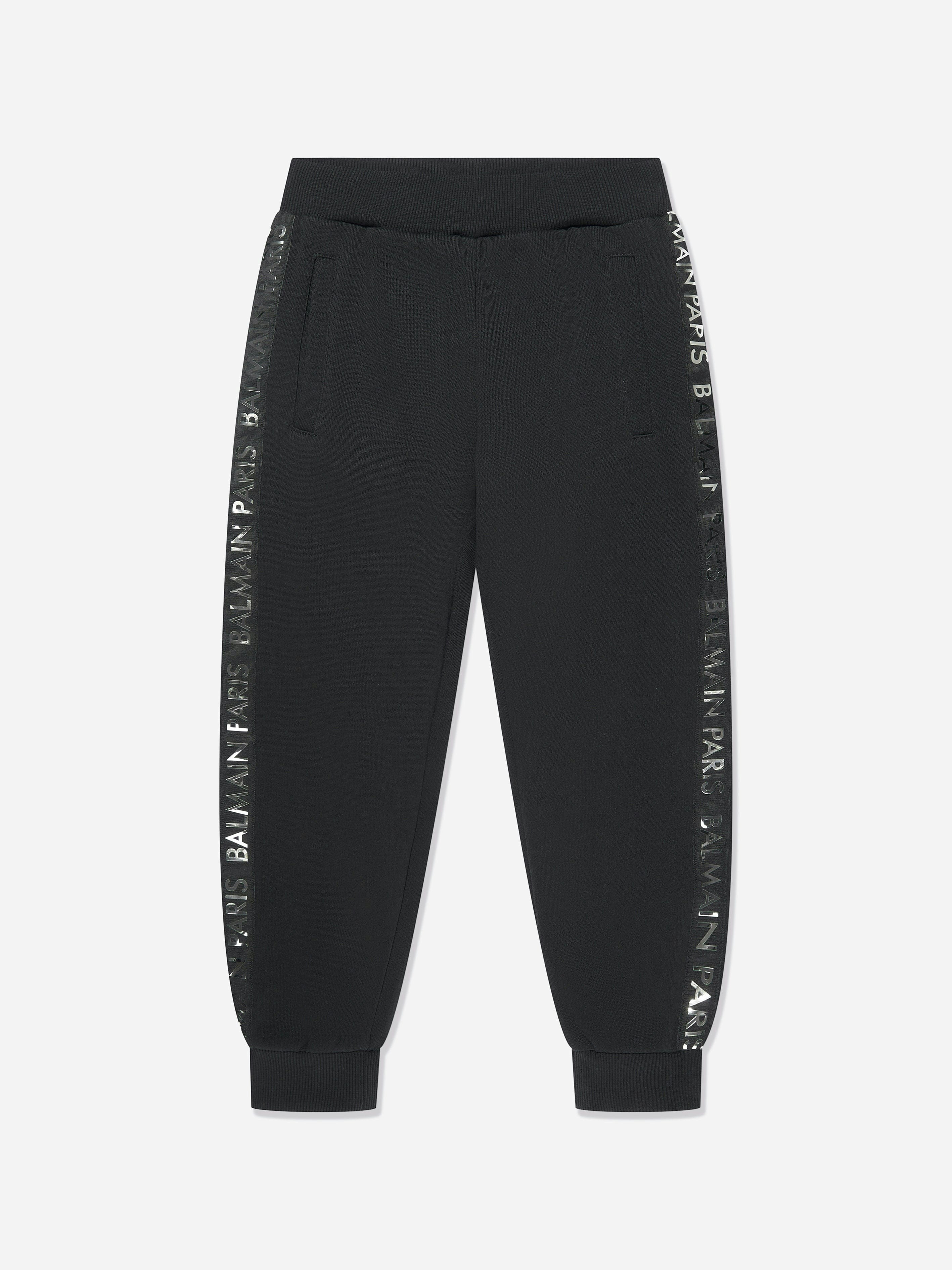 Balmain Boys Black Logo Joggers In - 10 Yrs