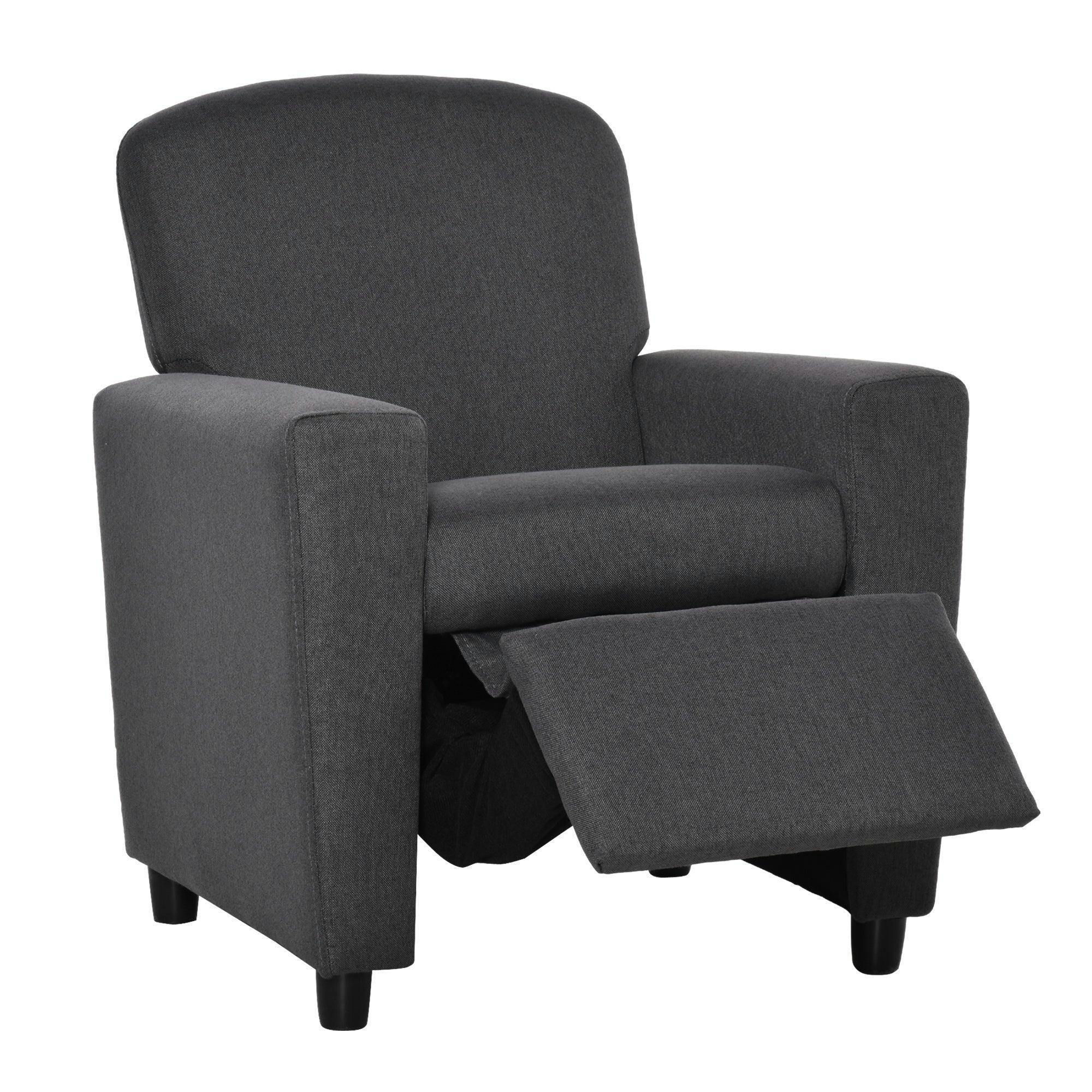 Rackhams Grey Kids Sofa With Footrest Linen Recliner Armchair Playroom Bedroom - Image 6