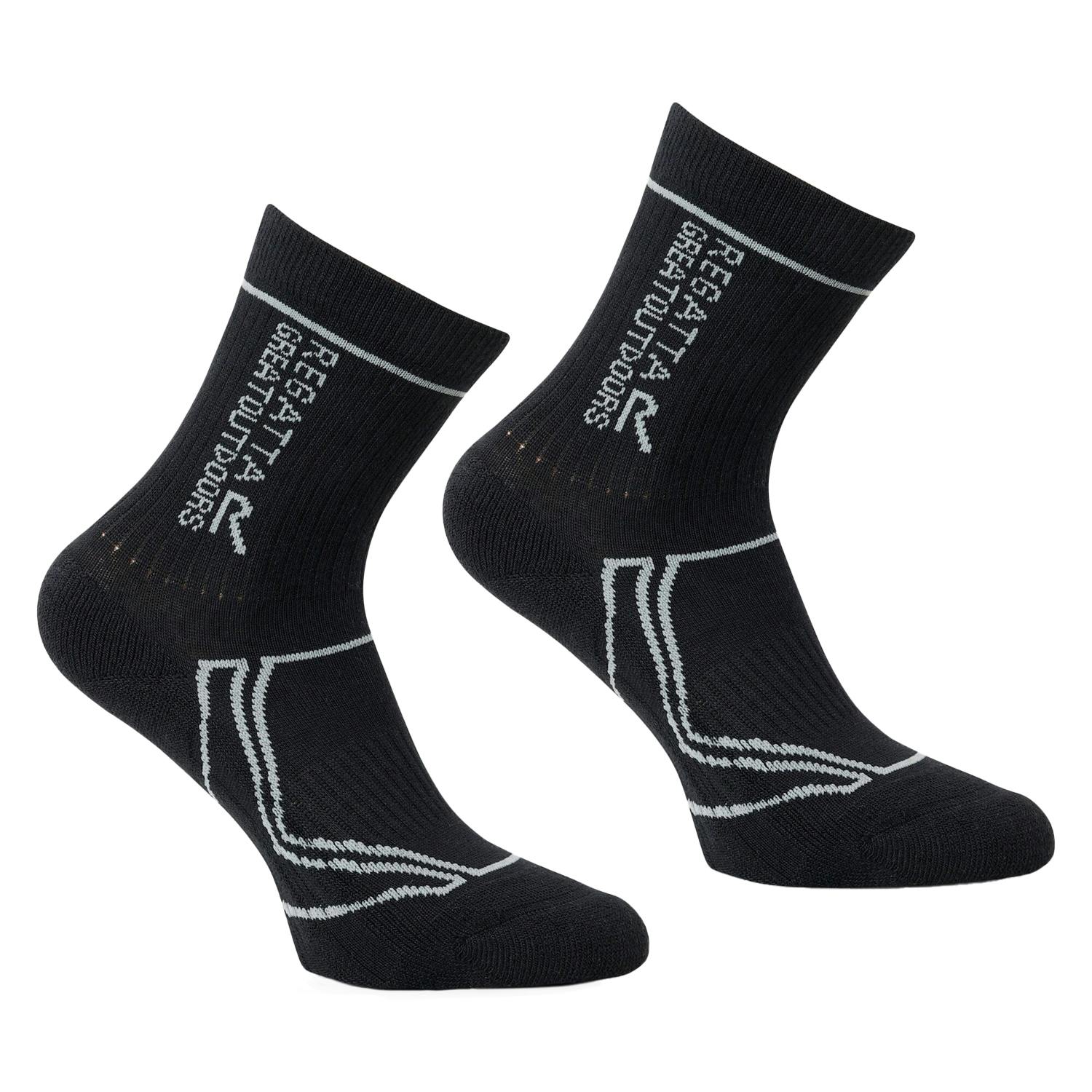 Regatta Black/Dark Great Outdoors Kids 2 Season Coolmax Trek & Trail Socks - Steel - Steel - 10-12 Child Uk - 74% Coolmax/23% Polyamide/3% Elastane