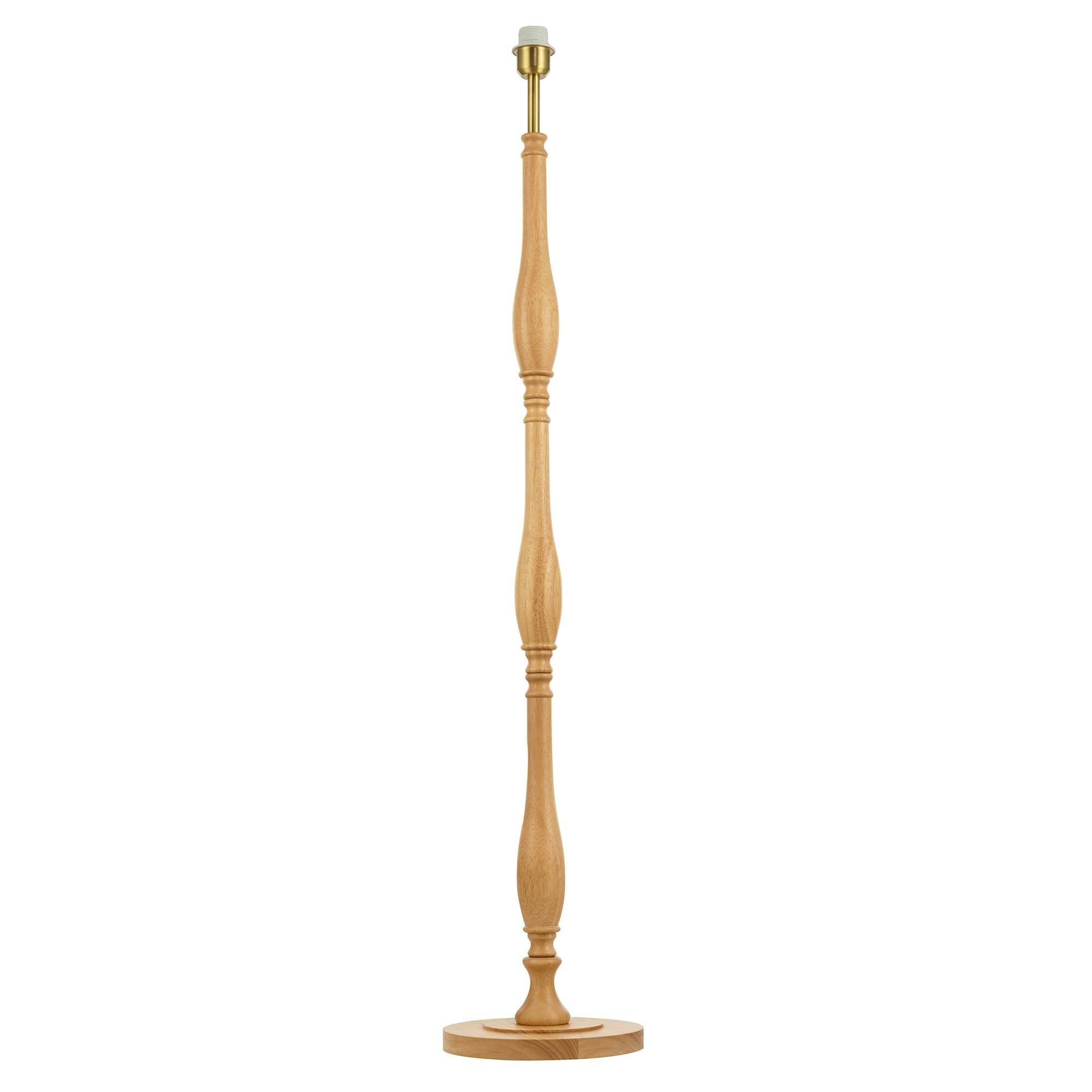 Rackhams Gold/White/Light Traditional Oak Wood Floor Lamp Base With Sleek Triple Segment Design