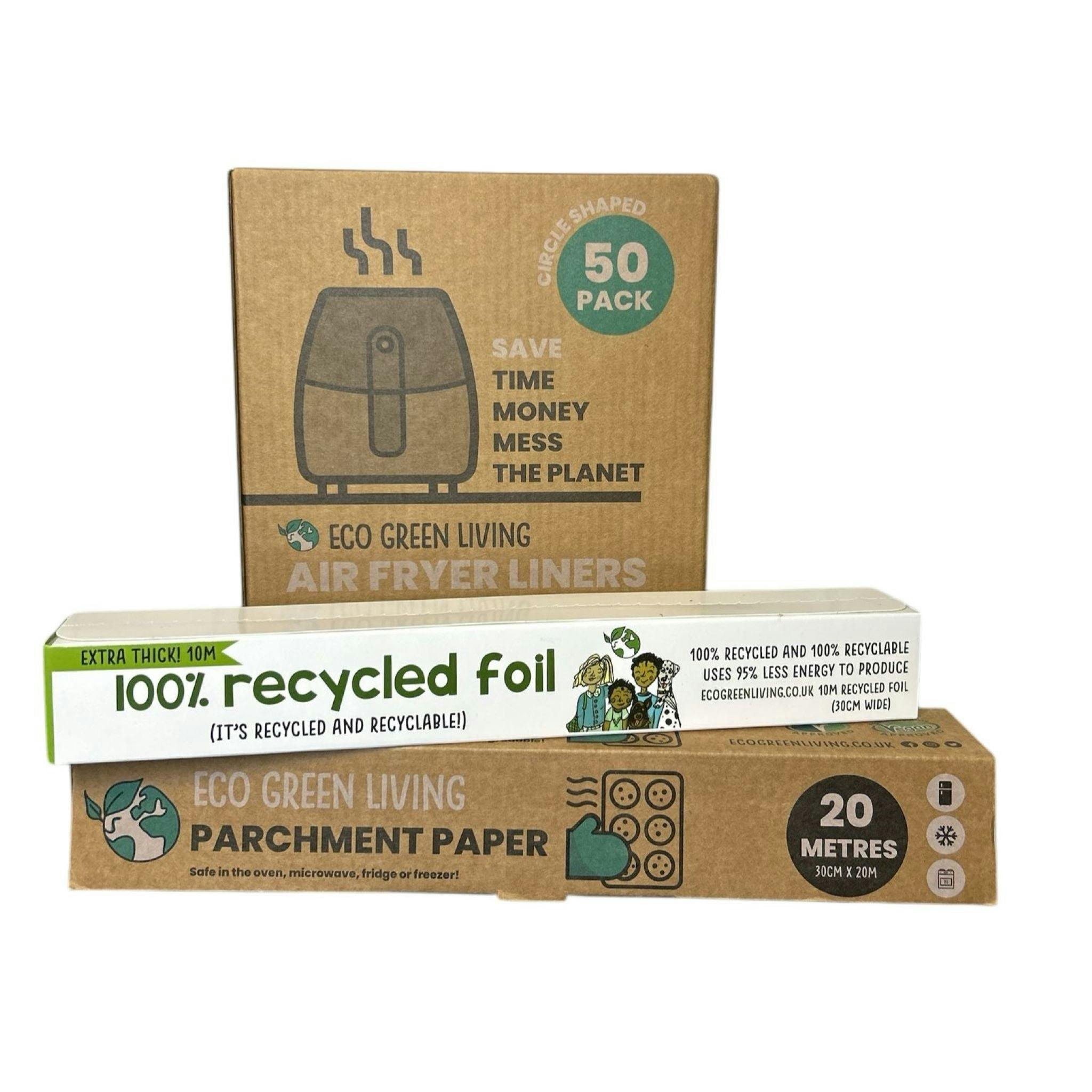 Rackhams Green Foil 10M X 30Cm Parchment Paper 20M X 30Cm Air Fryer Liners 50 Papers