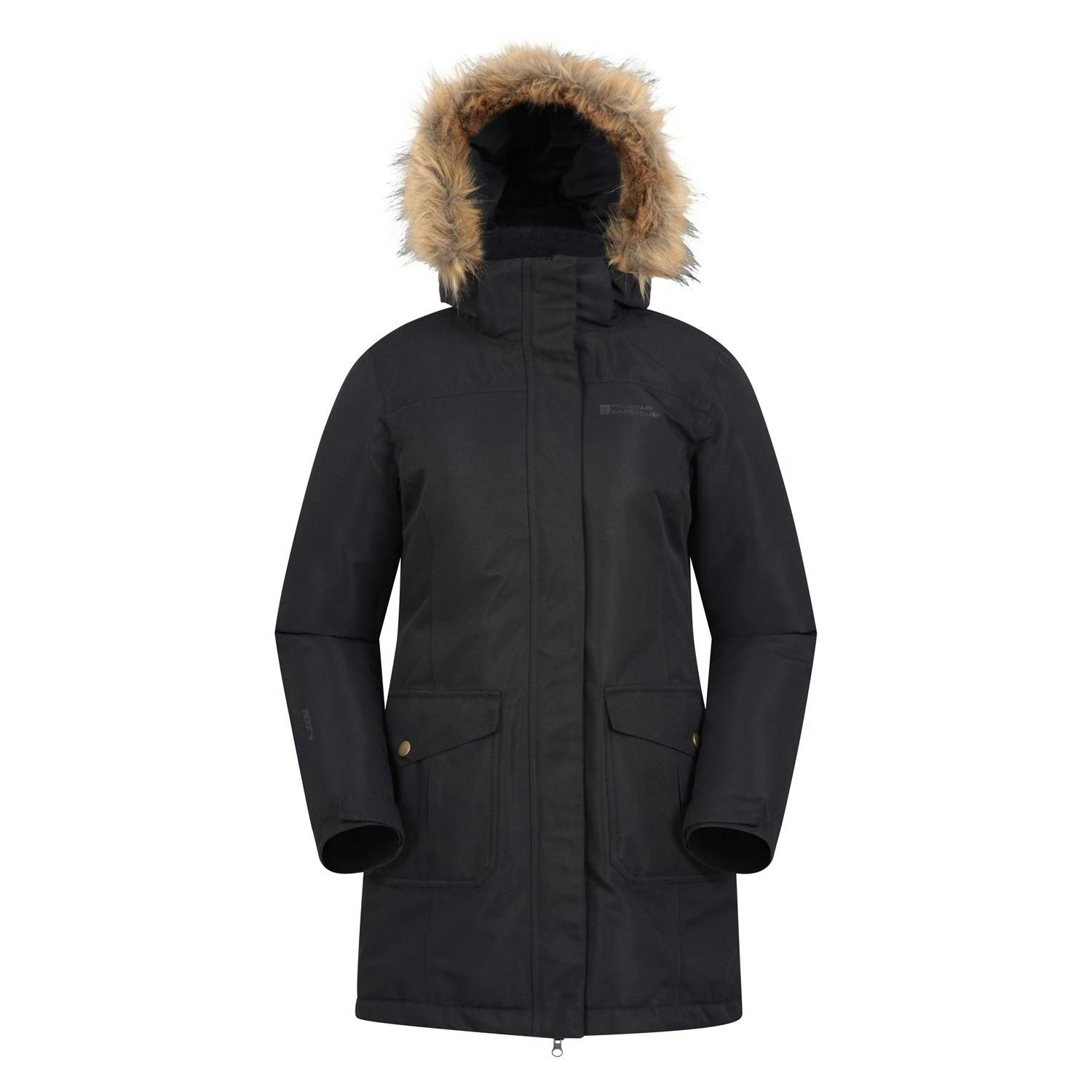 Mountain Warehouse Women's Black Tarka Ii Long Padded Jacket - 12 Uk - 100% Polyester