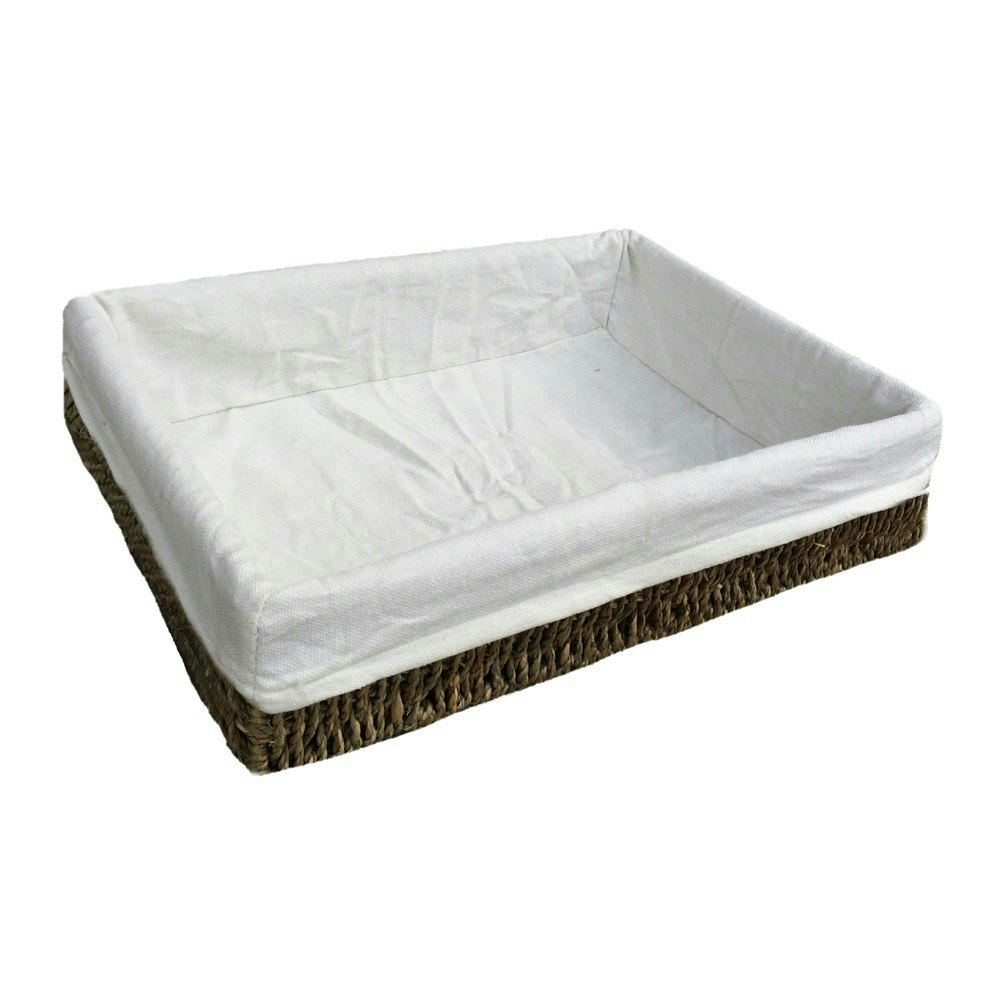 Red Hamper Lined Rectangular Seagrass Serving Tray - Medium