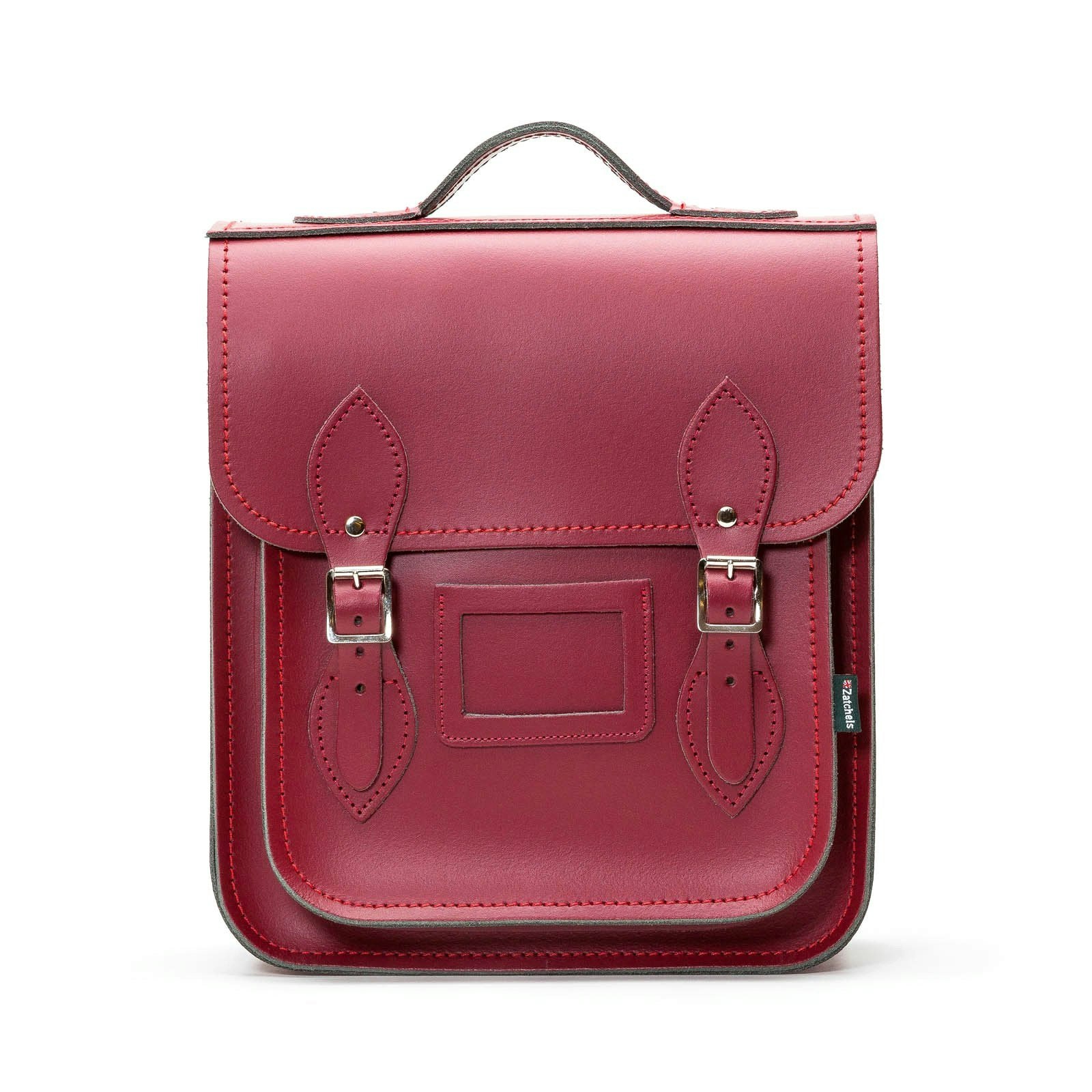 Zatchels Silver Handmade Leather City Backpack - Oxblood - Small