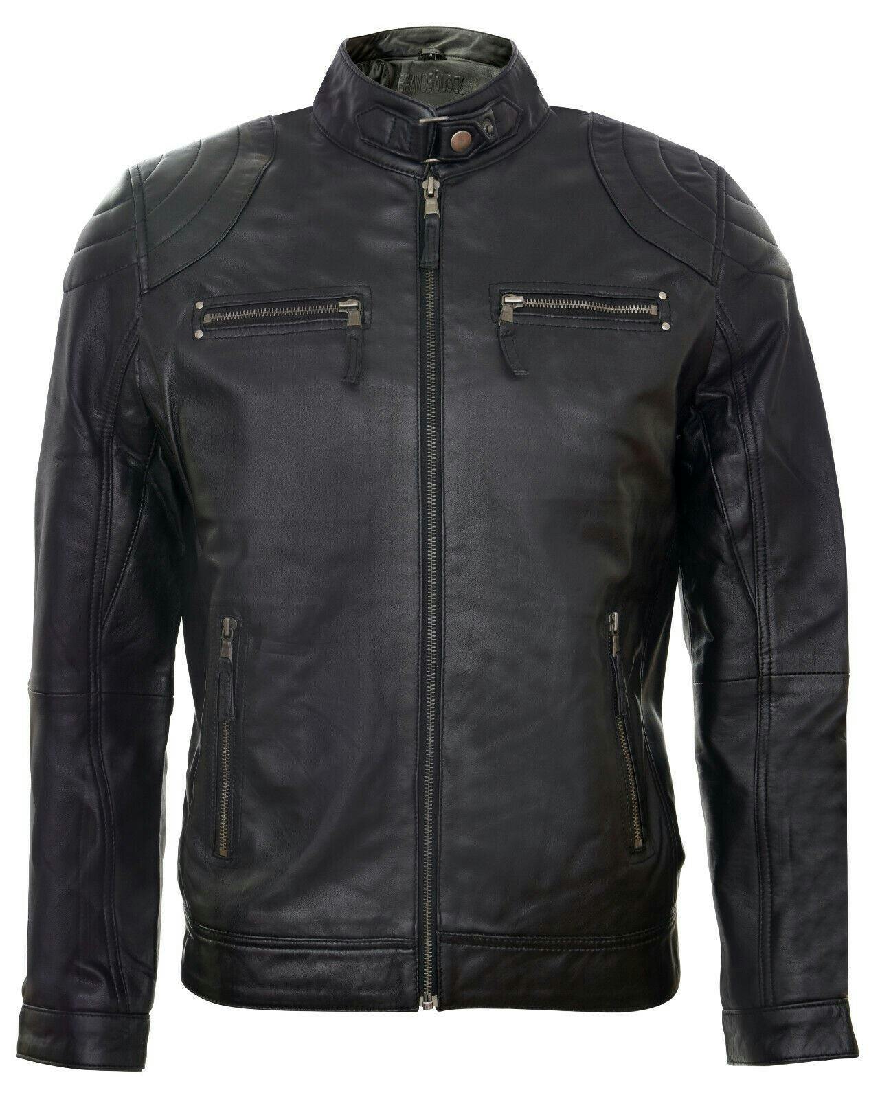Infinity Leather Men's Black Moto Leather Biker Jacket-Taiwan - Uk 3XL | Eu 56 | Us 46