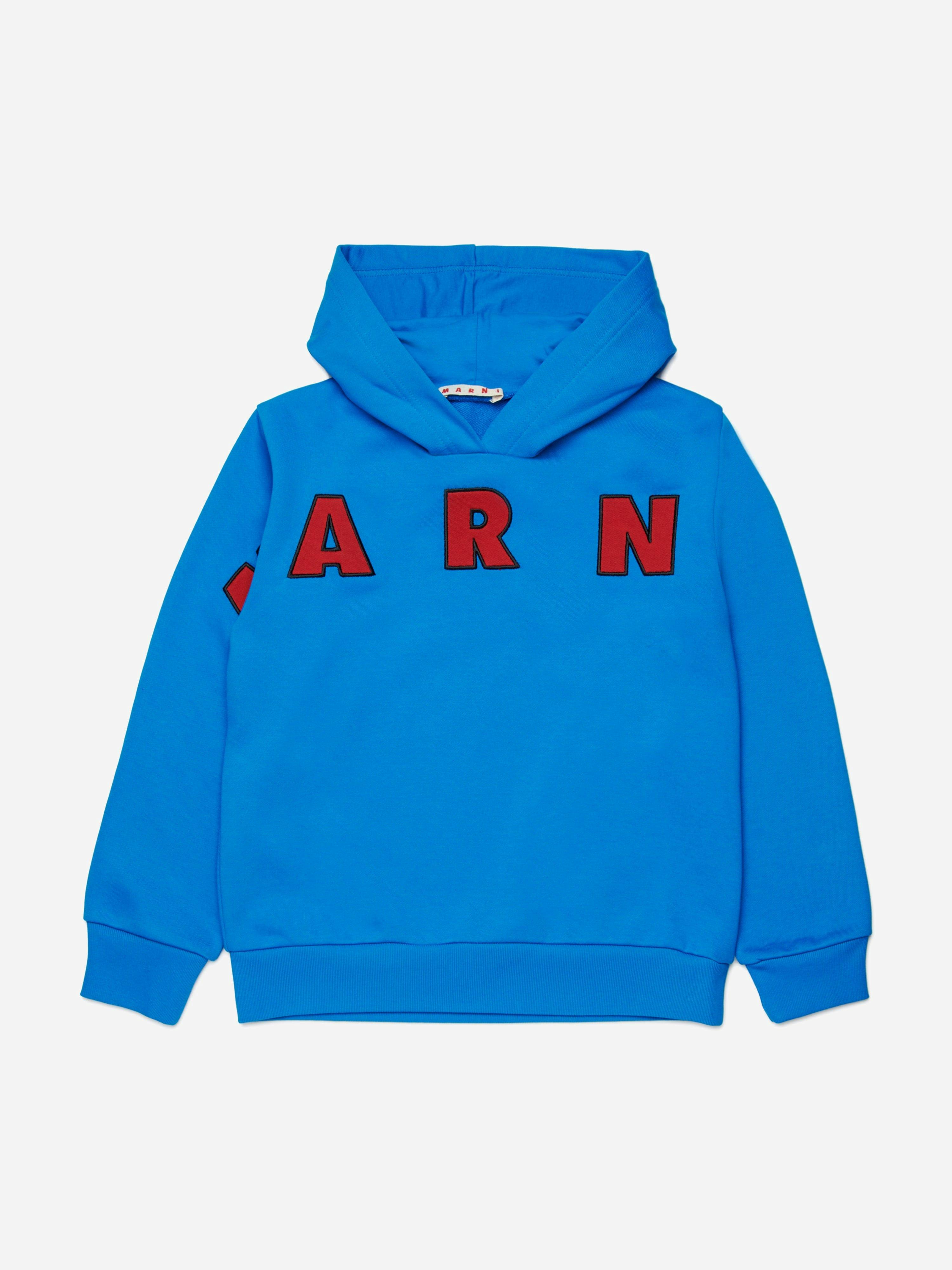 Marni Kids Boys Blue Logo Hoodie In - 4 Yrs
