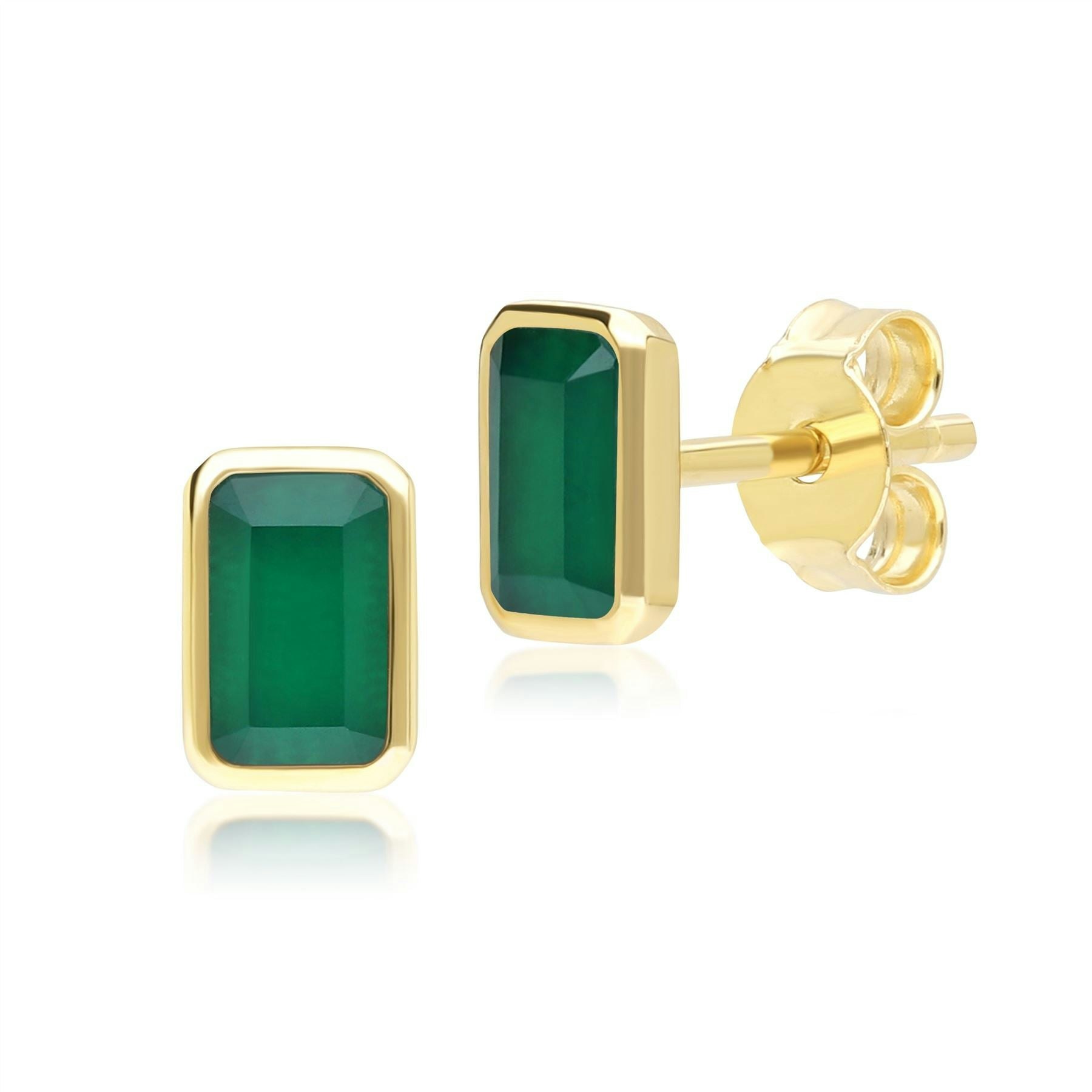Gemondo Yellow/Gold Classic Baguette Chalcedony Stud Earrings In 9Ct
