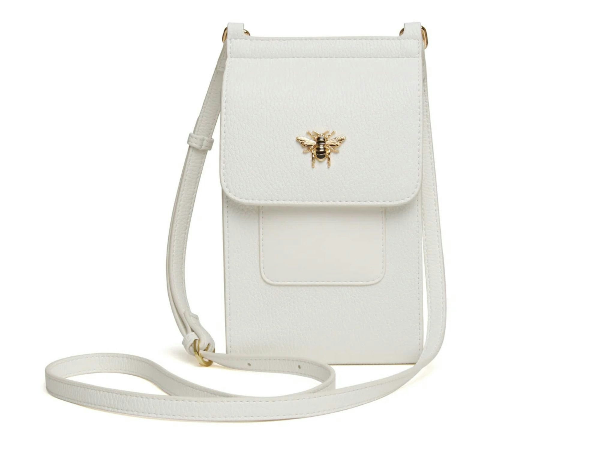 Alice Wheeler White Mini Bloomsbury Bee Crossbody Phone Bag