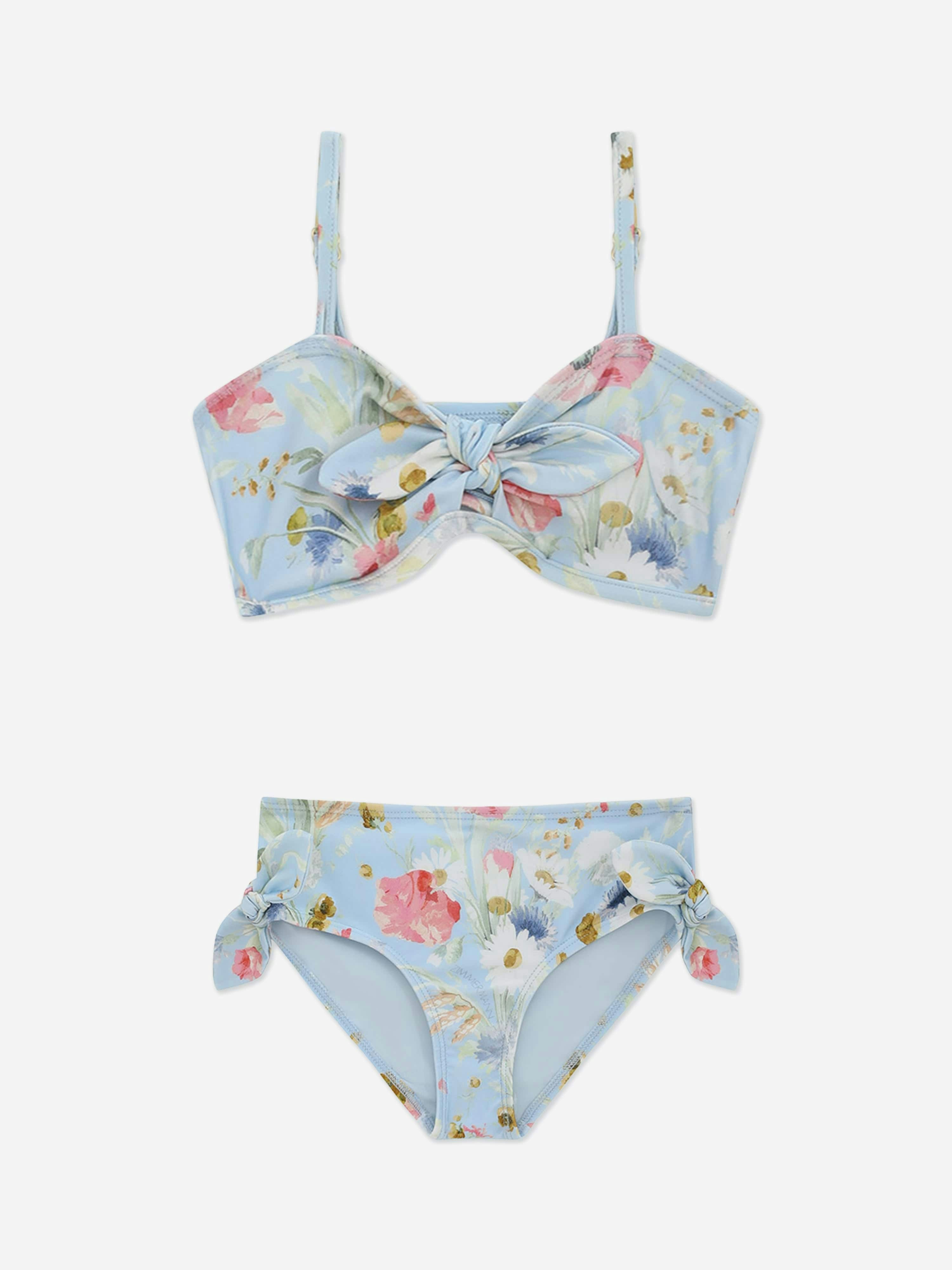 Zimmermann Girls Blue Lucky Tie Bikini In - 4 Yrs