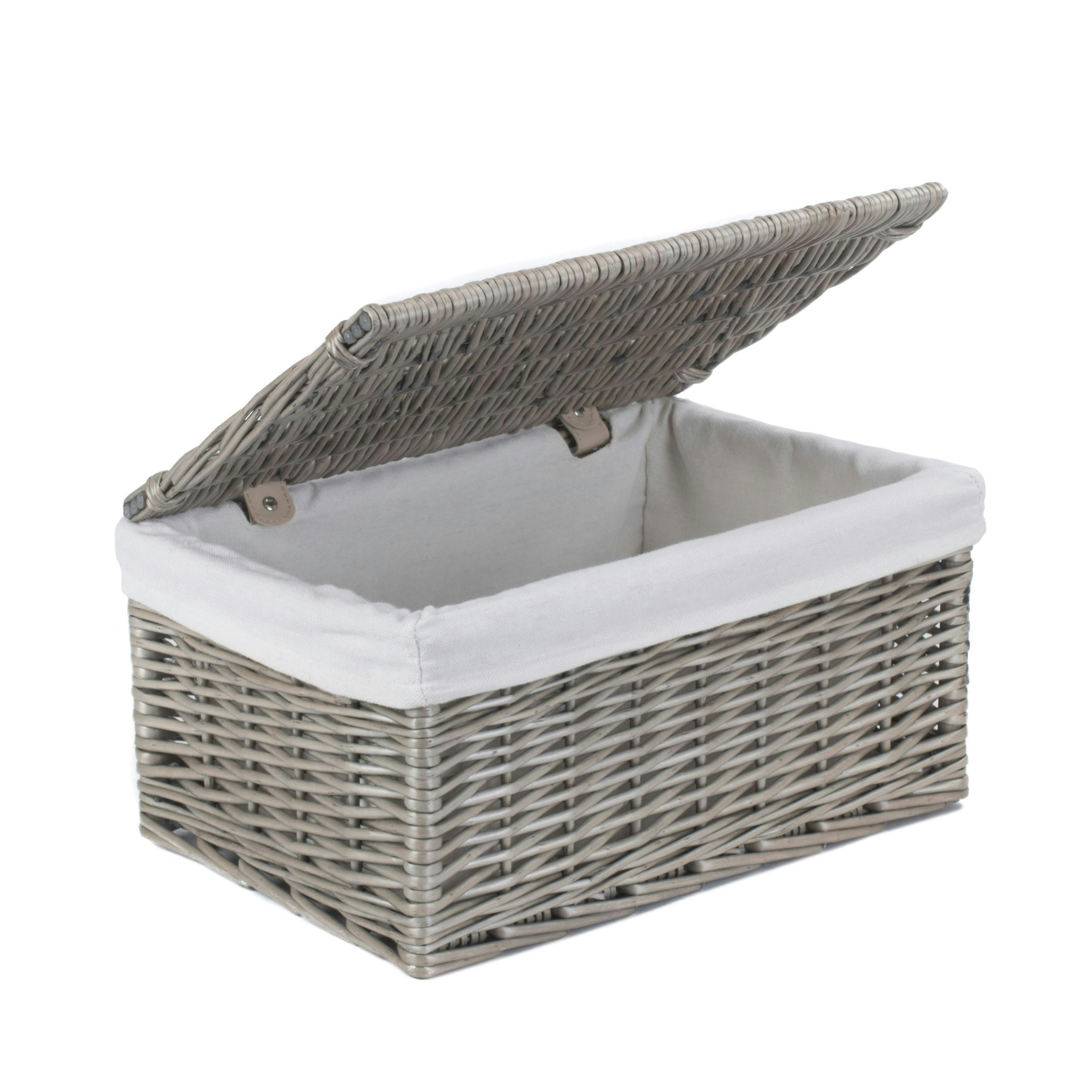 Rackhams Red Antique Wash Cotton Lined Wicker Storage Basket - Small