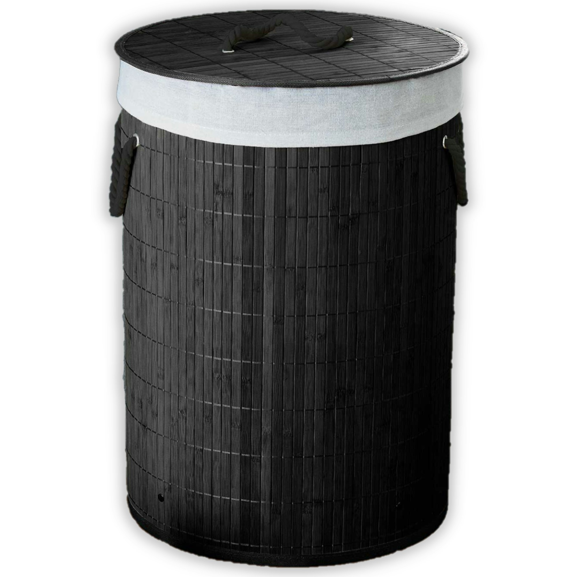 Rackhams Bamboo Laundry Hamper Basket Round Charcoal