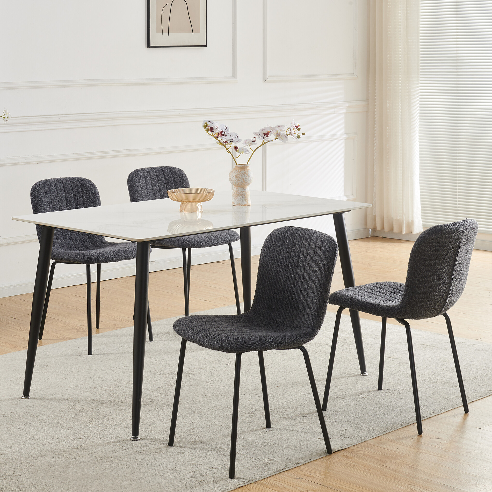 MCC Direct Bella Linen Fabric Dining Chair - Dark Grey - Set of 4 - Image 3