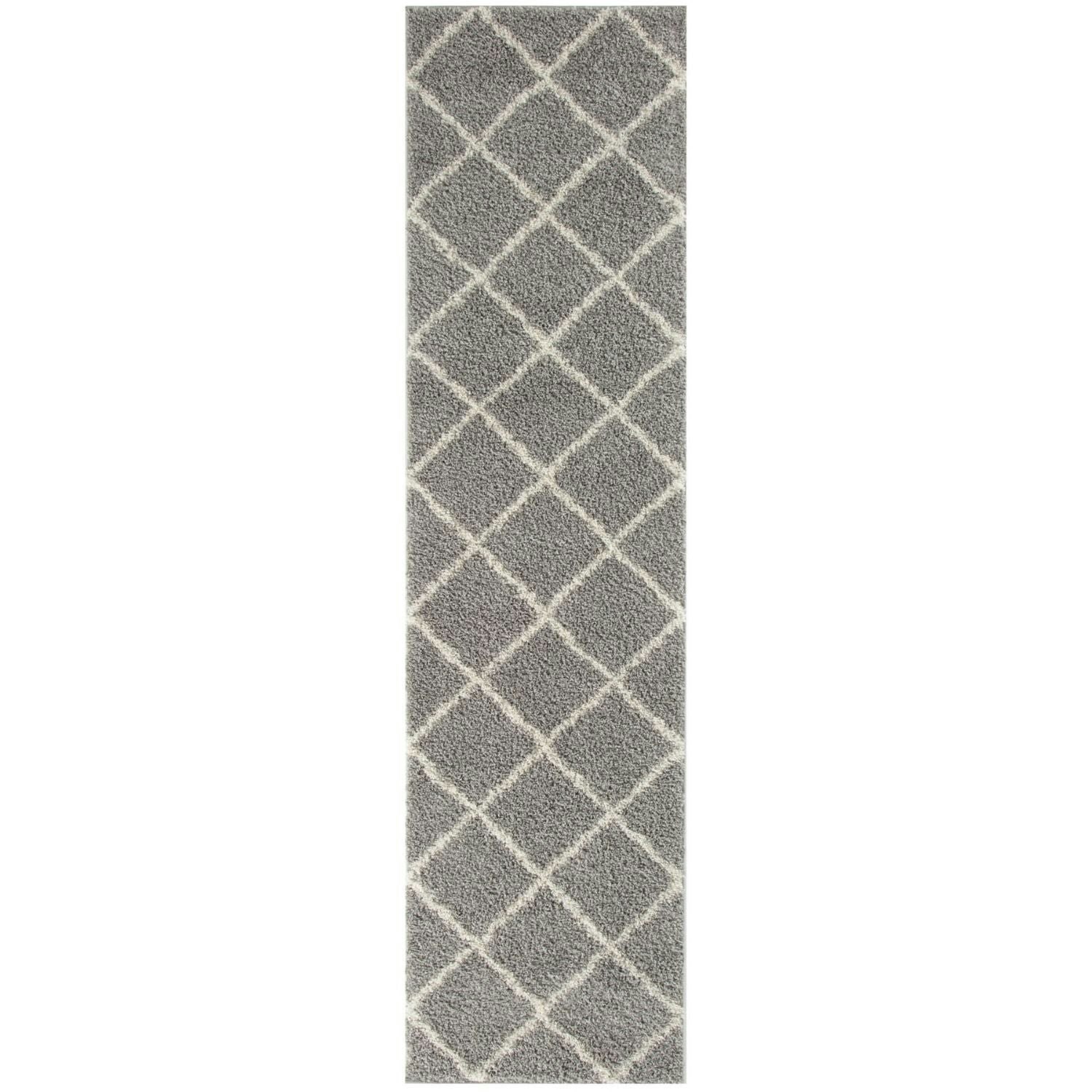 The Rugs Grey Moroccan Shaggy Rug | 510 - 80X300 Cm