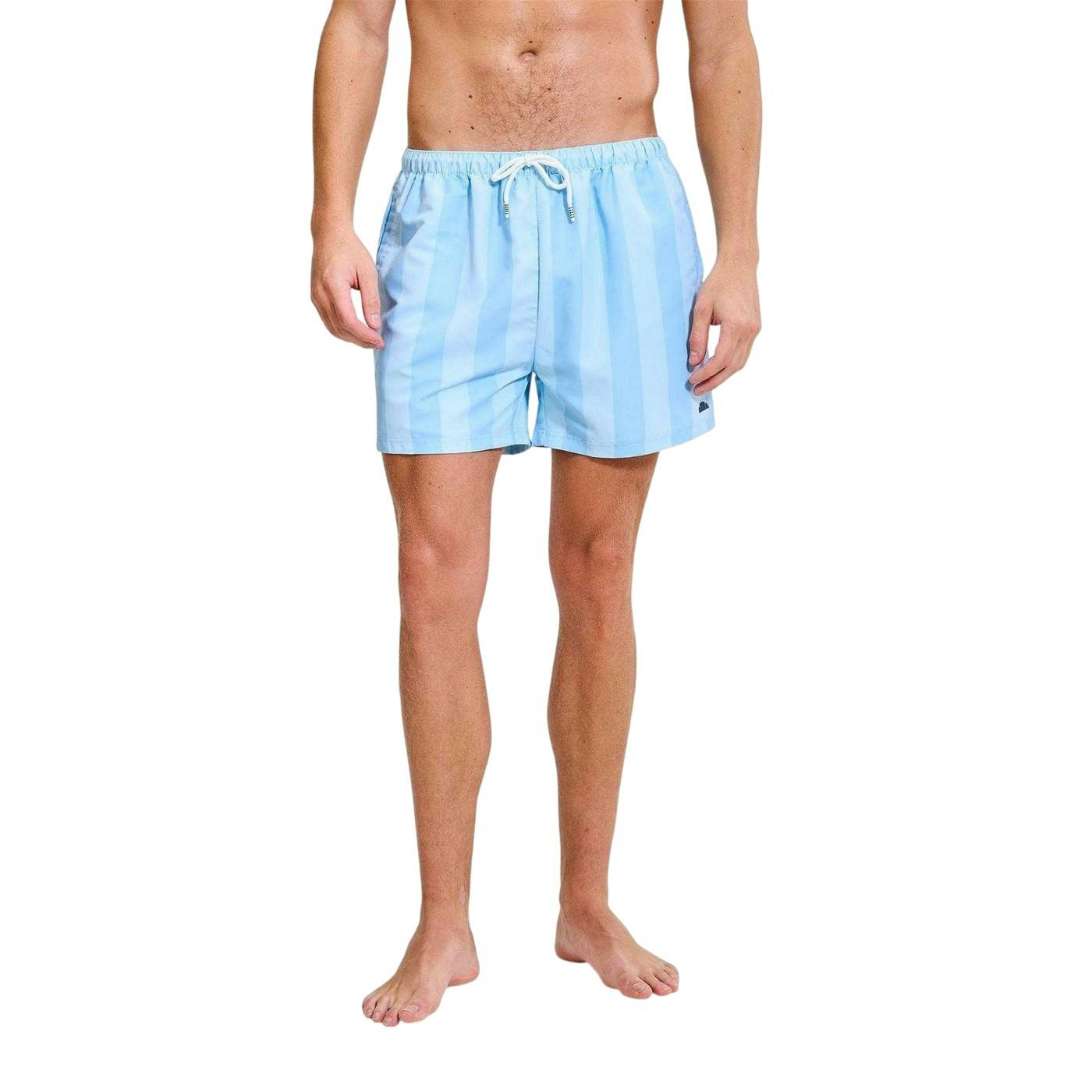 Ellesse Men's Light/Blue Staziona Vertical Stripe Swim Shorts - L - 100% Polyester