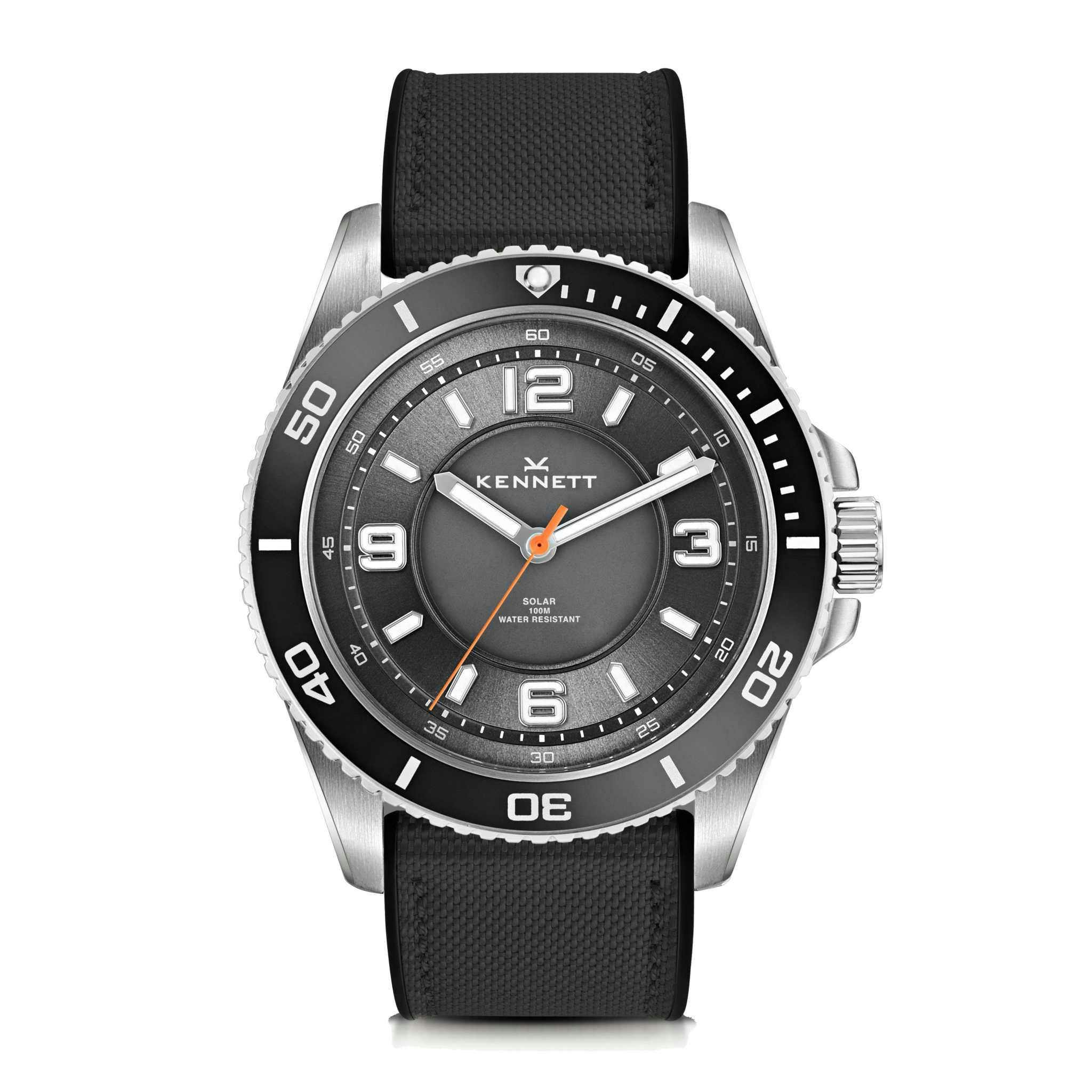 Kennett Black Solaxplorer Watch - Sailcloth/Rubber Hybrid Strap