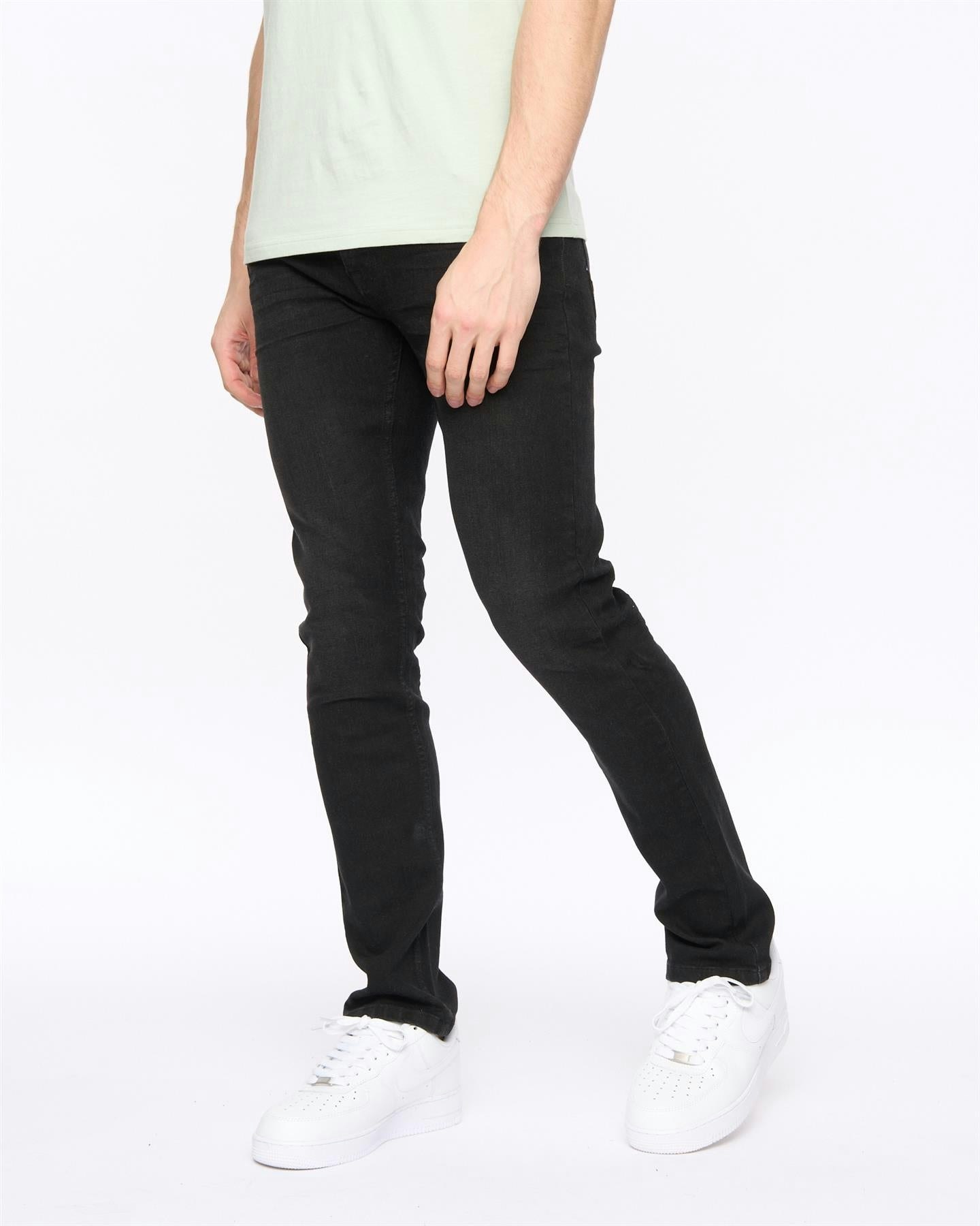 Crosshatch Men's Black Malcolm Slim Fit Jeans Wash - W38 L32