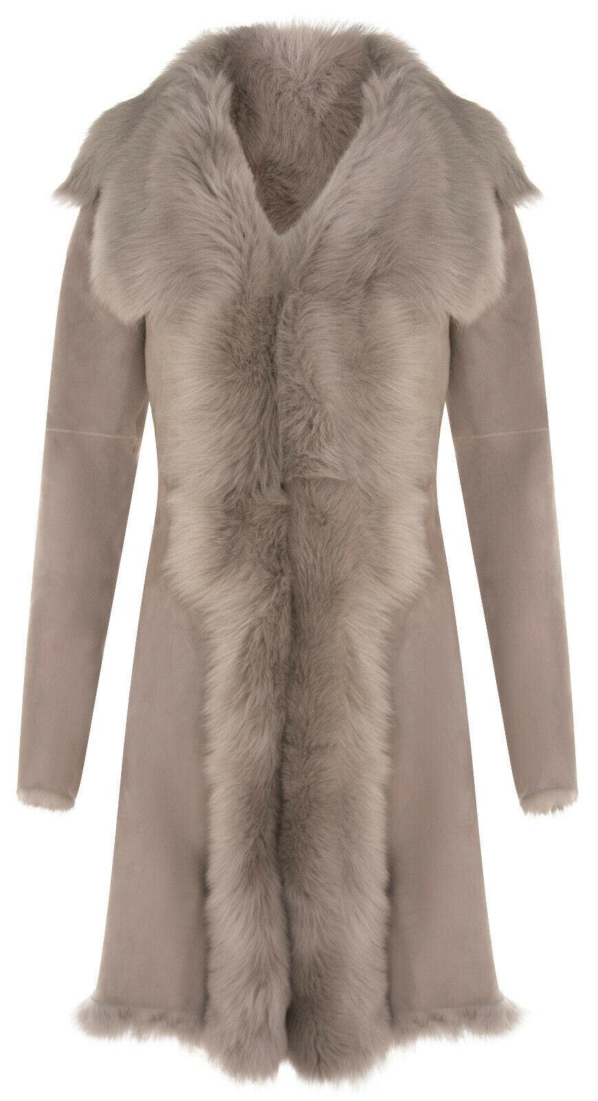 Infinity Leather Women's Light/Grey Toscana Sheepskin Suede Trench Coat-Tbilisi - Uk Xs/8 | Eu 34 | Us 4