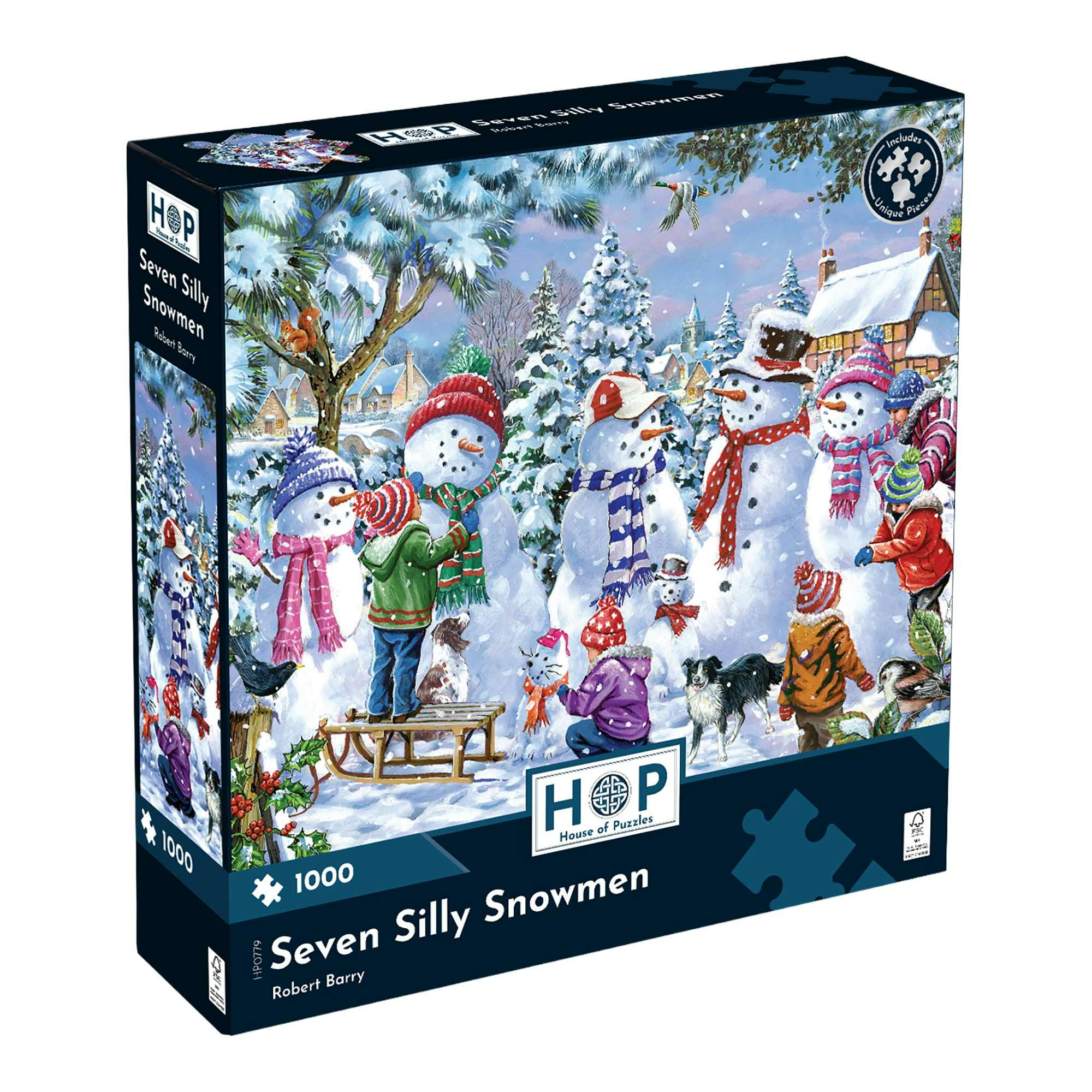 The House Of Puzzles Seven Silly Snowmen - 1000 Piece Jigsaw Puzzle