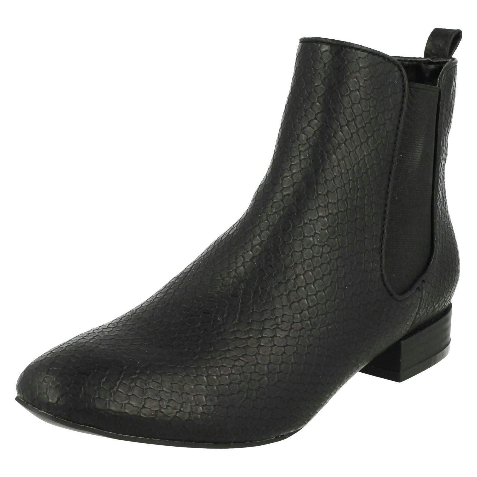 Spot On Women's Black Slip On Ankle Boots - Uk 5