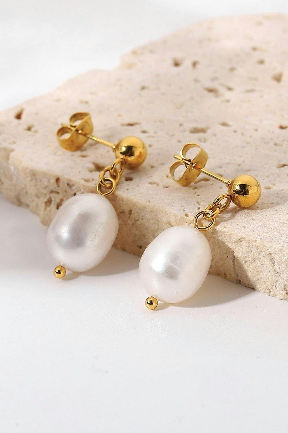 Elk & Bloom Gold Chunky 14K Freshwater Pearl Hoops - No Thank You