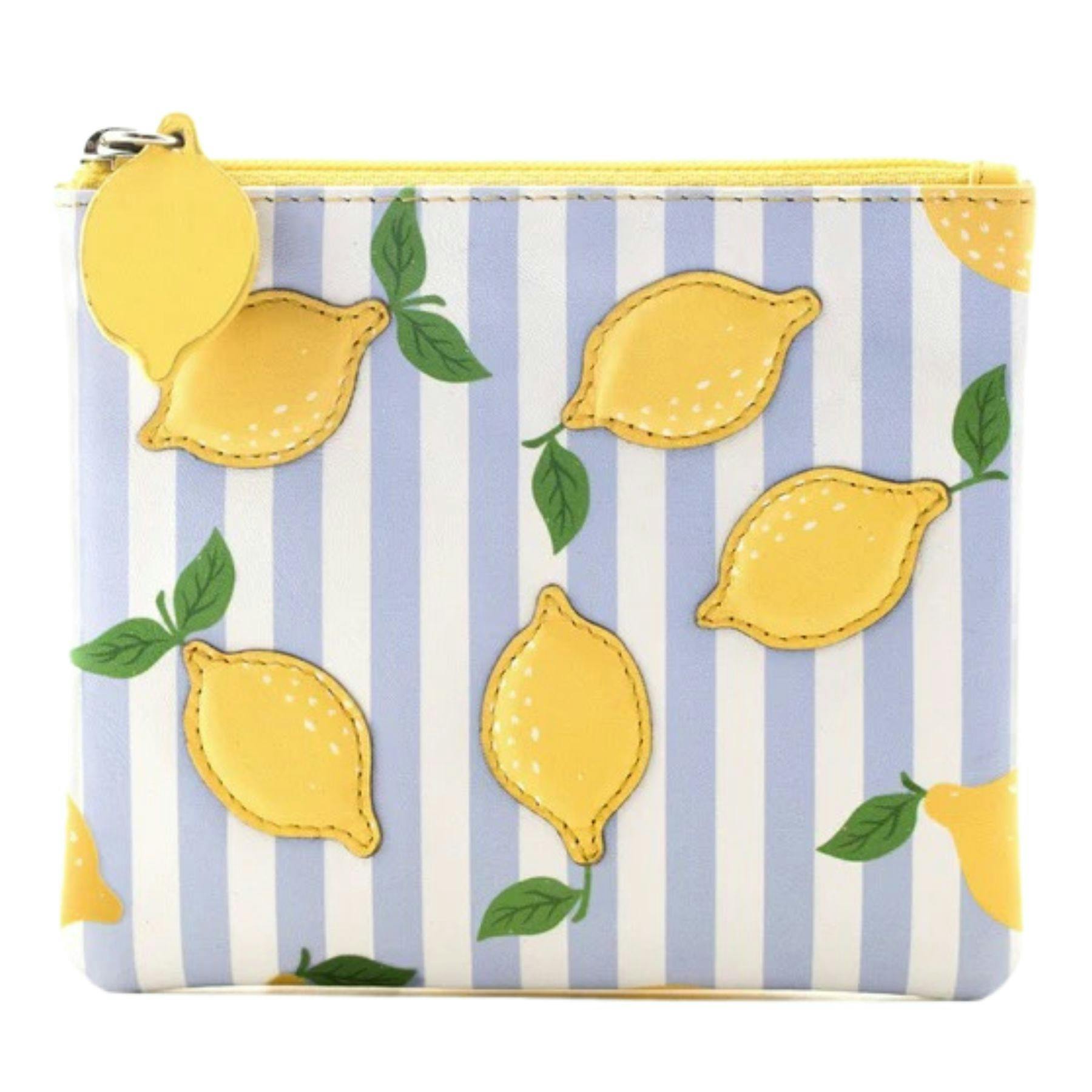 Mala Leather Blue/White Sorrento Lemon Leather Coin Purse - One Size - Lemon - Leather