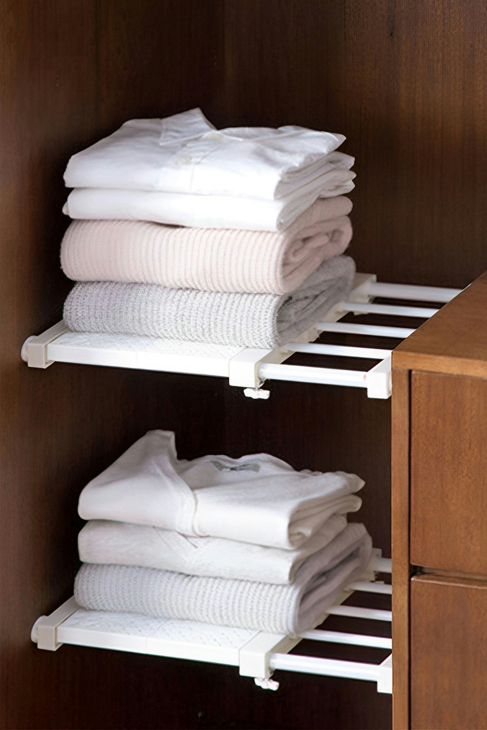 Rackhams White Multiuse Scalable Wardrobe Storage Organizer Shelf Extendable Divider Rack 30-40Cm