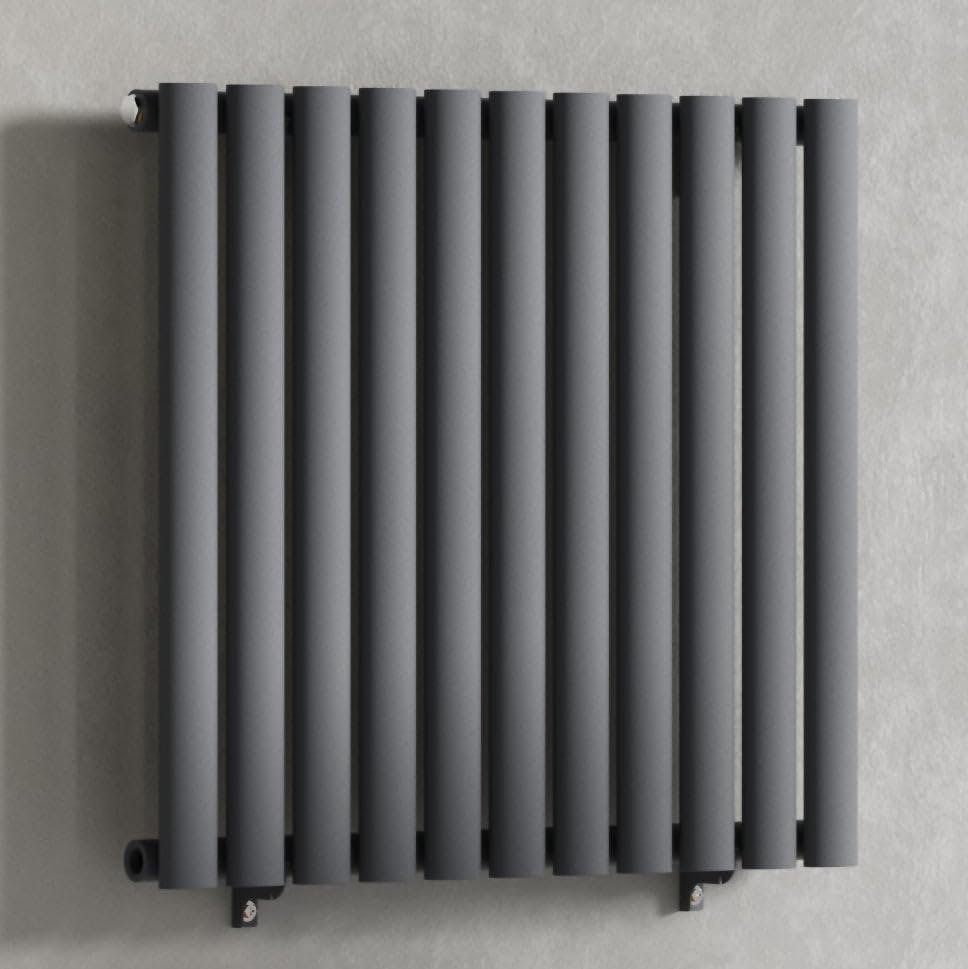 Myhomeware Anthracite/Gray 660 X 600 Mm Modern Horizontal Column Designer Radiator Oval Single Panel Radiator Heater