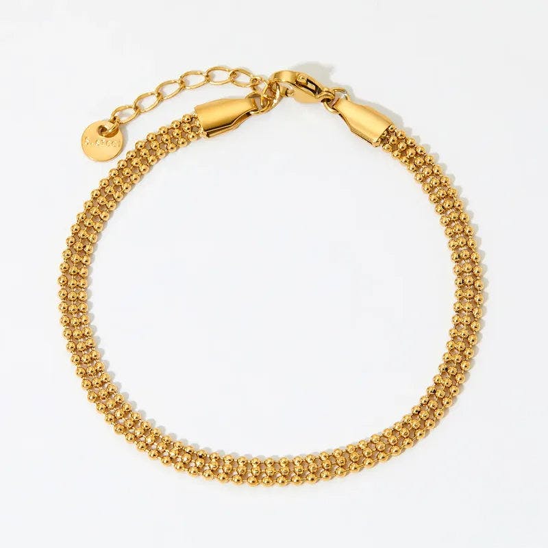 Elk & Bloom Gold Triple Beaded Satellite Chain 14K Link Bracelet - No Thank You