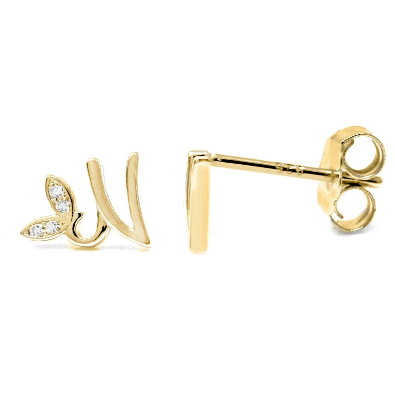 Say It With Yellow/Gold Winged Initial Earrings - Plated - N