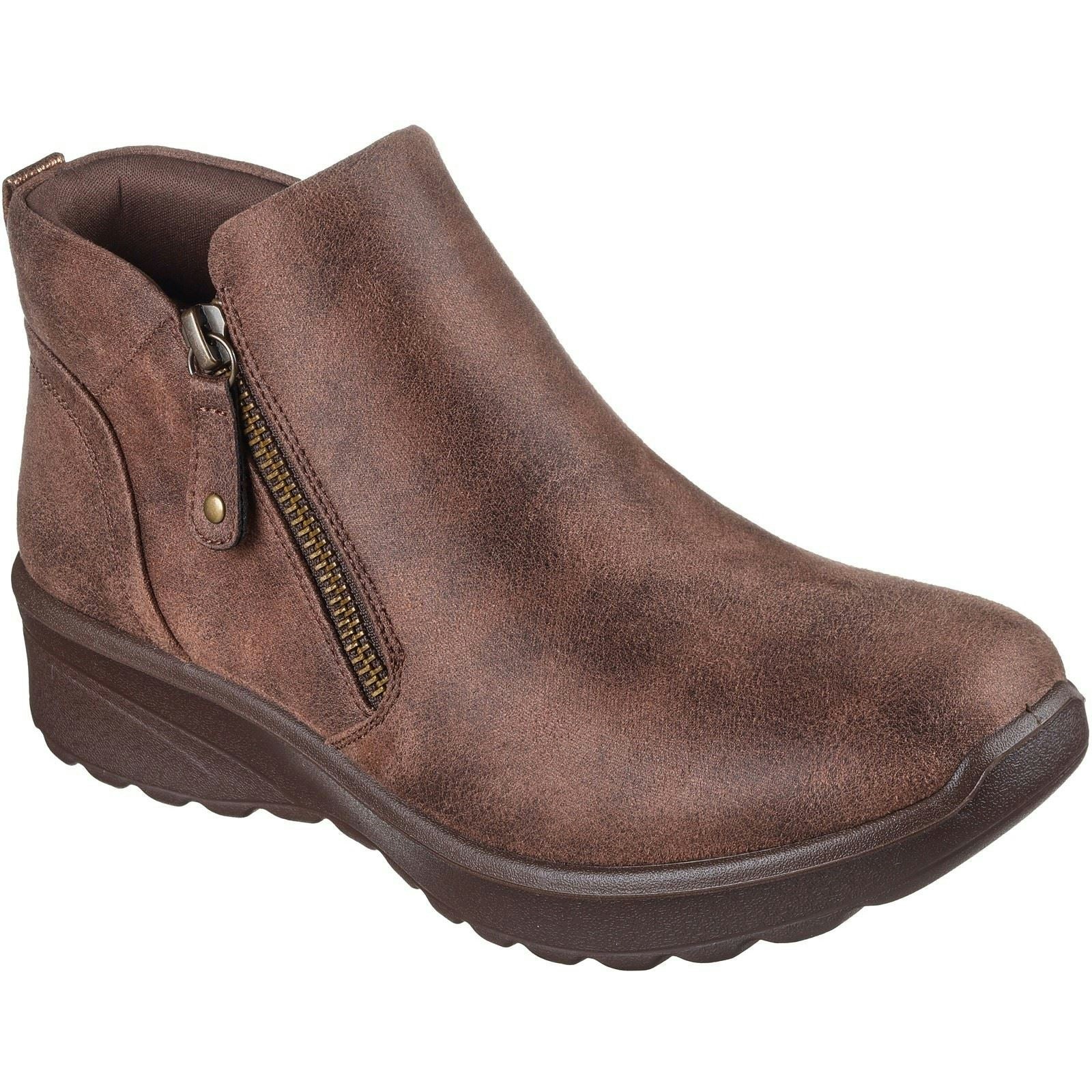 Skechers Women's Lovely Vibe Fall In Bloom Textile Chocolate Winter Ankle Boots - Size 6