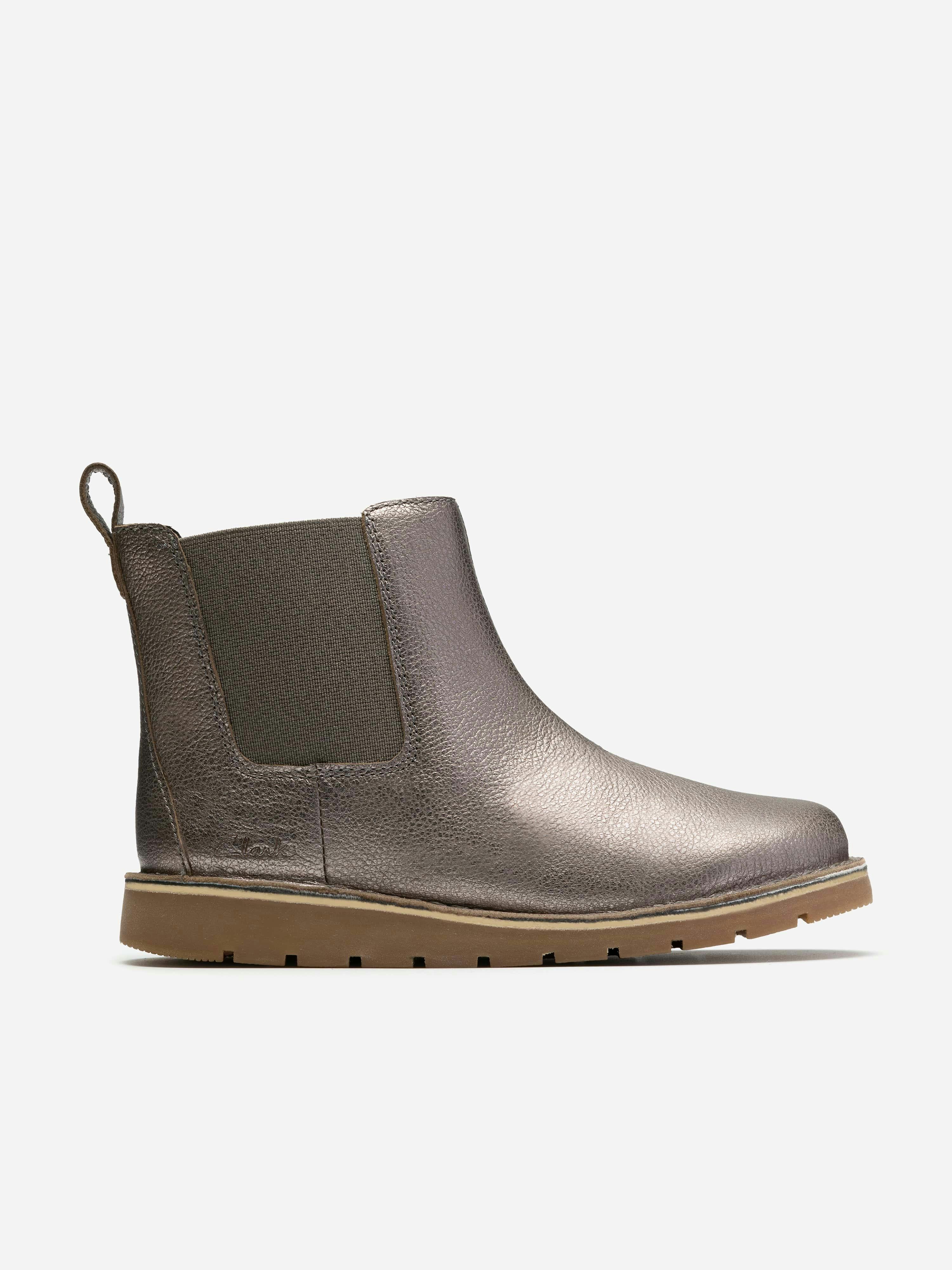 Clarks Girls Purple Leather Joyful Sky Boots In - Eu 28 Uk 10