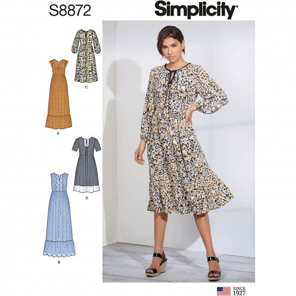 Simplicity Women's Sewing Pattern 8872, Dresses For D5 (4-6-8-10-12) - Intermediate - P5 (12-14-16-18-20)