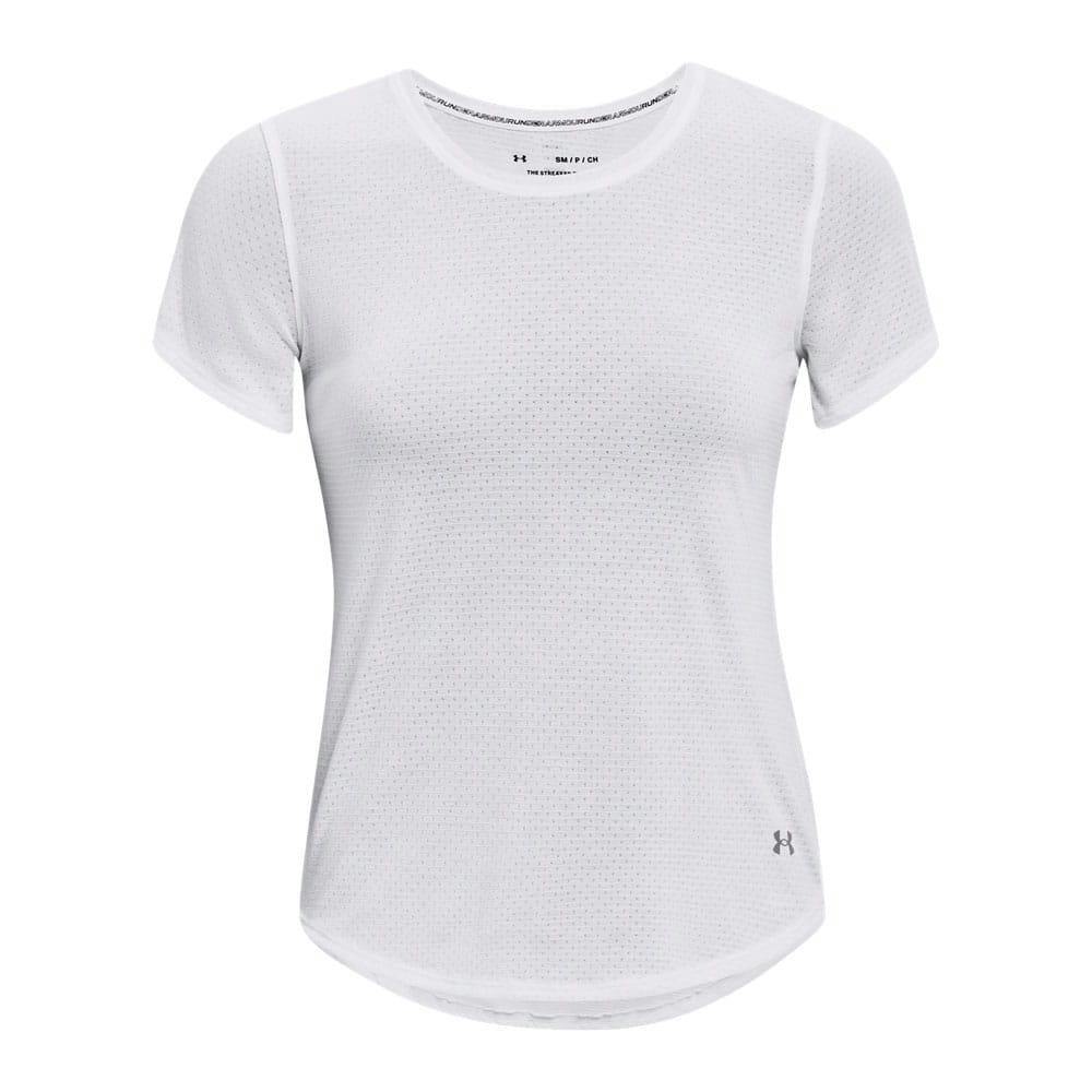 Under Armour Women's White / Streaker T-Shirt - 16 Uk - 96% Polyester/4% Elasterell