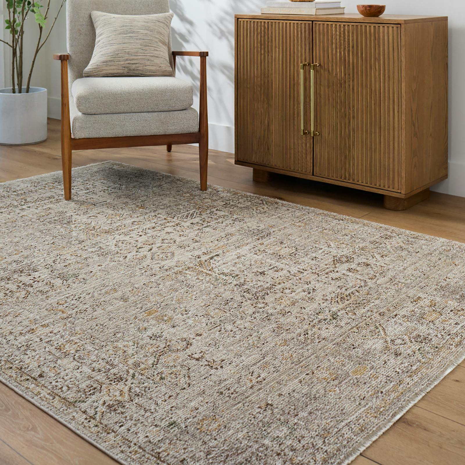 Livabliss Beige/Grey/Brown Galey Alix Myrtle Avenue-Vintage Traditional Boho Fringe Rug - 200 X 275 Cm