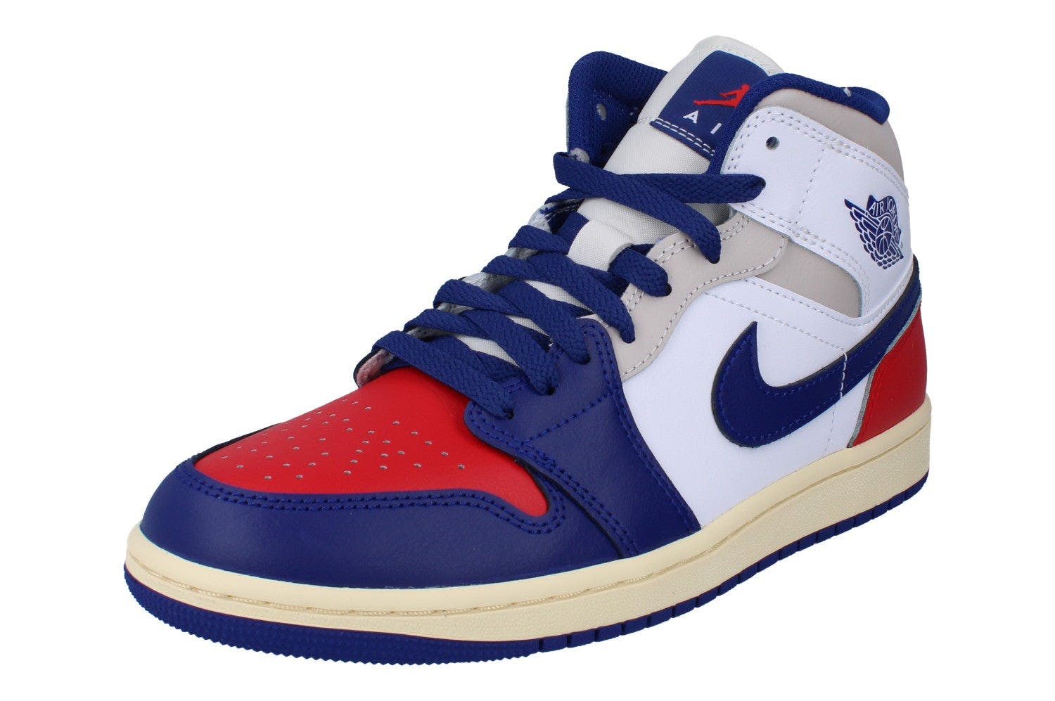 Nike Men's White/Blue/Red Air Jordan 1 Mid Trainers Dq8426 102 - Uk 10 | Us 11 | Eu 45