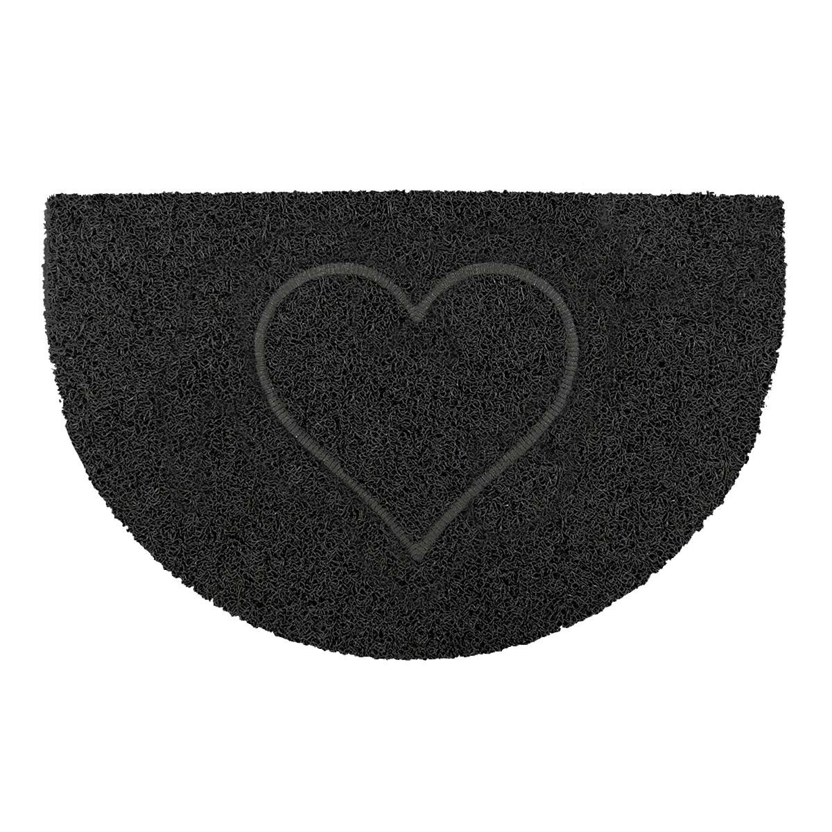 Rackhams Black Heart Half Moon Doormat In - Vinyl - 1