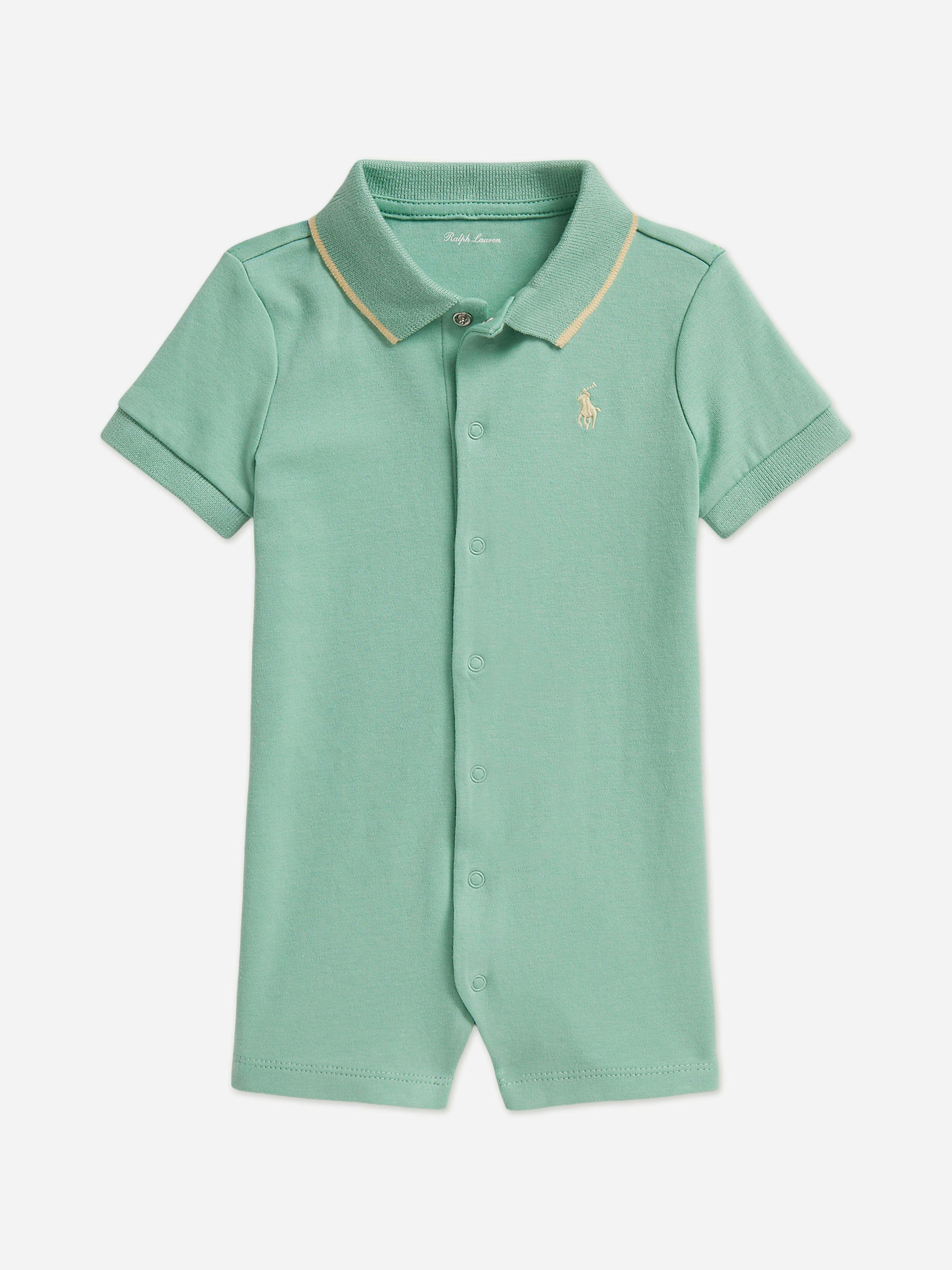Ralph Lauren Kids Boys Green Ralph Lauren Baby Polo Romper In - 3 Mths
